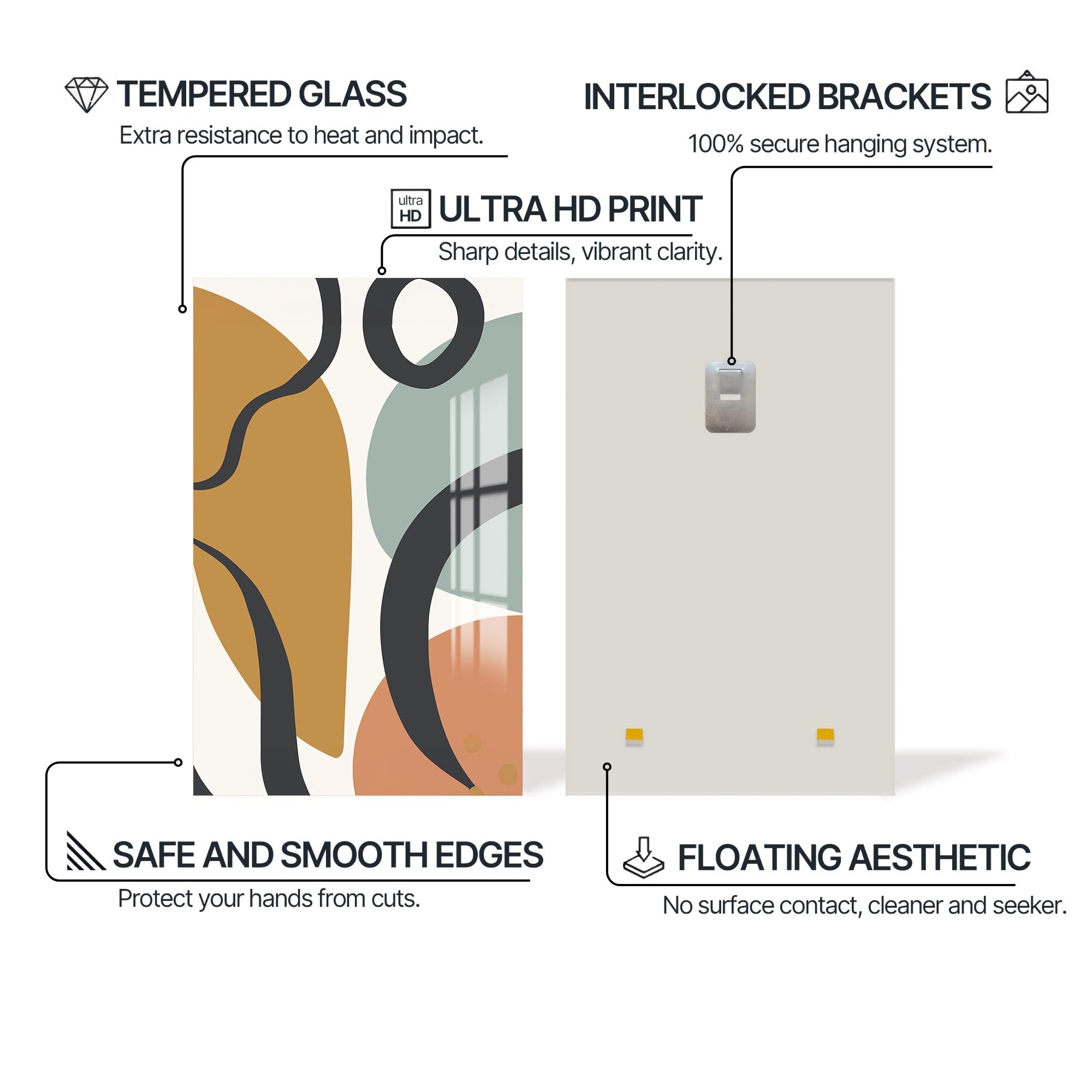 Organic Curves Harmony – Bohemian Tempered Glass Wall Art