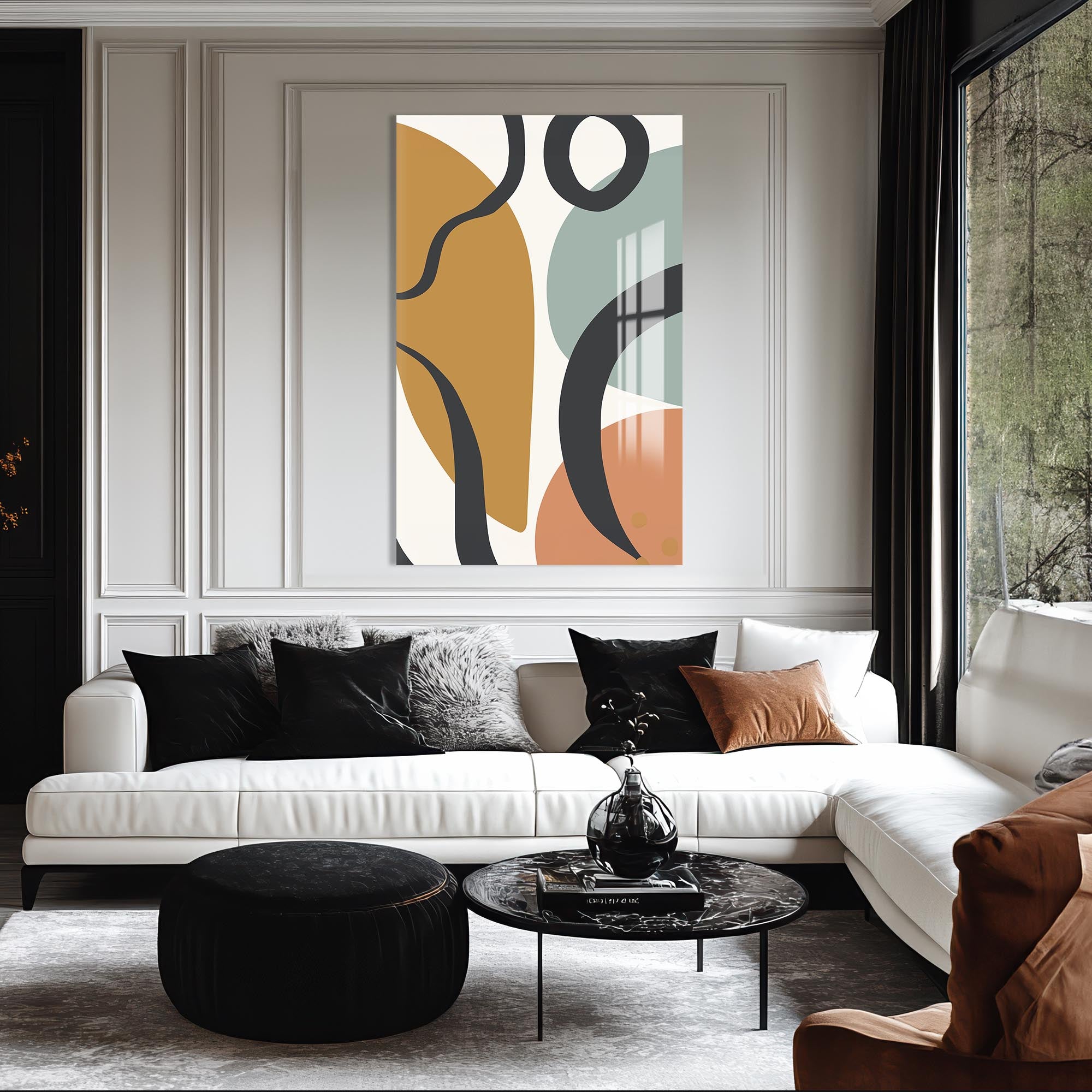 Organic Curves Harmony – Bohemian Tempered Glass Wall Art