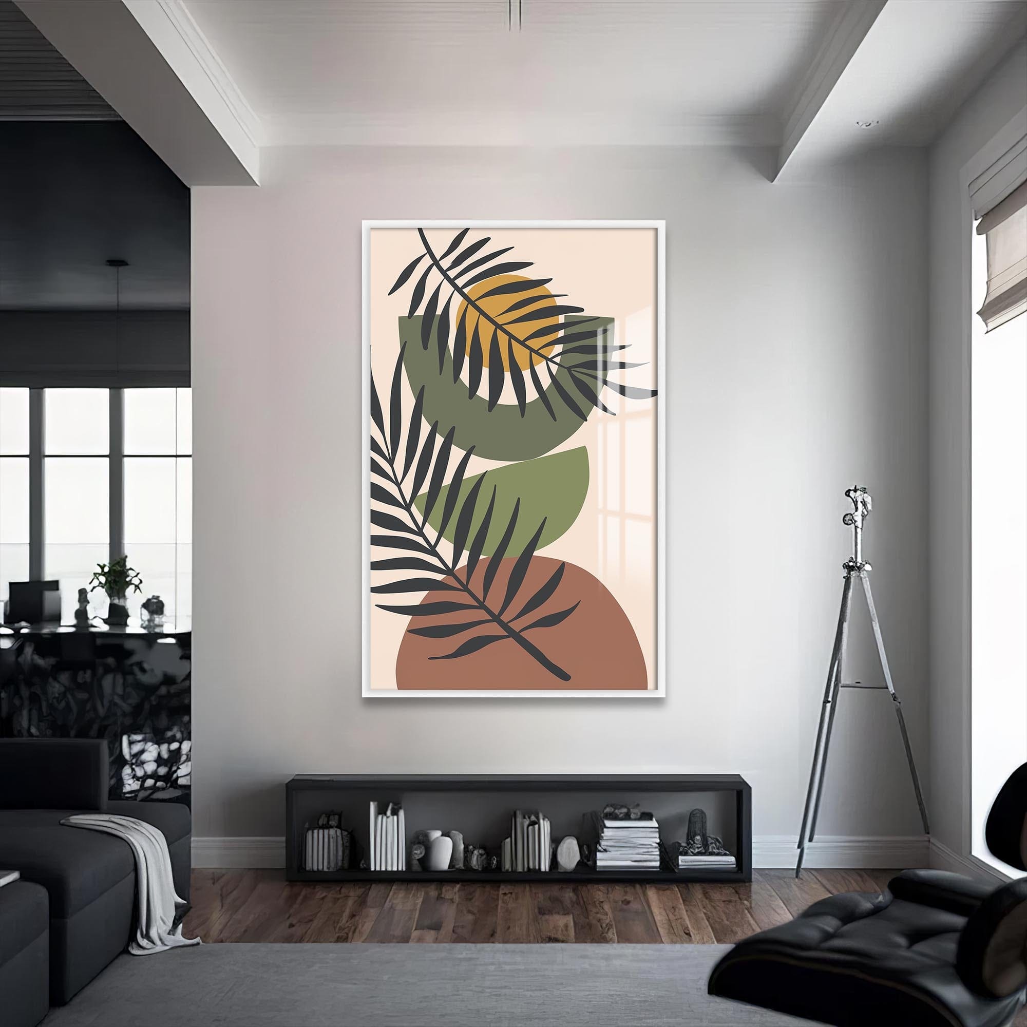 Artronauts Glass Print S | 72x46 cm | 28.3"x18.1" / White Tropical Balance – Bohemian Tempered Glass Wall Art