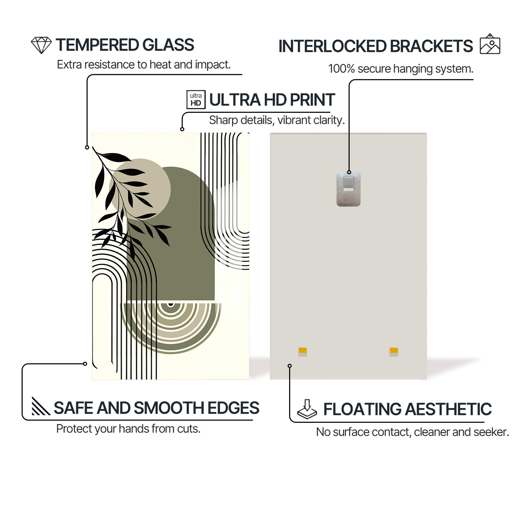 Artronauts Glass Print Olive Arc Harmony– Bohemian Tempered Glass Wall Art