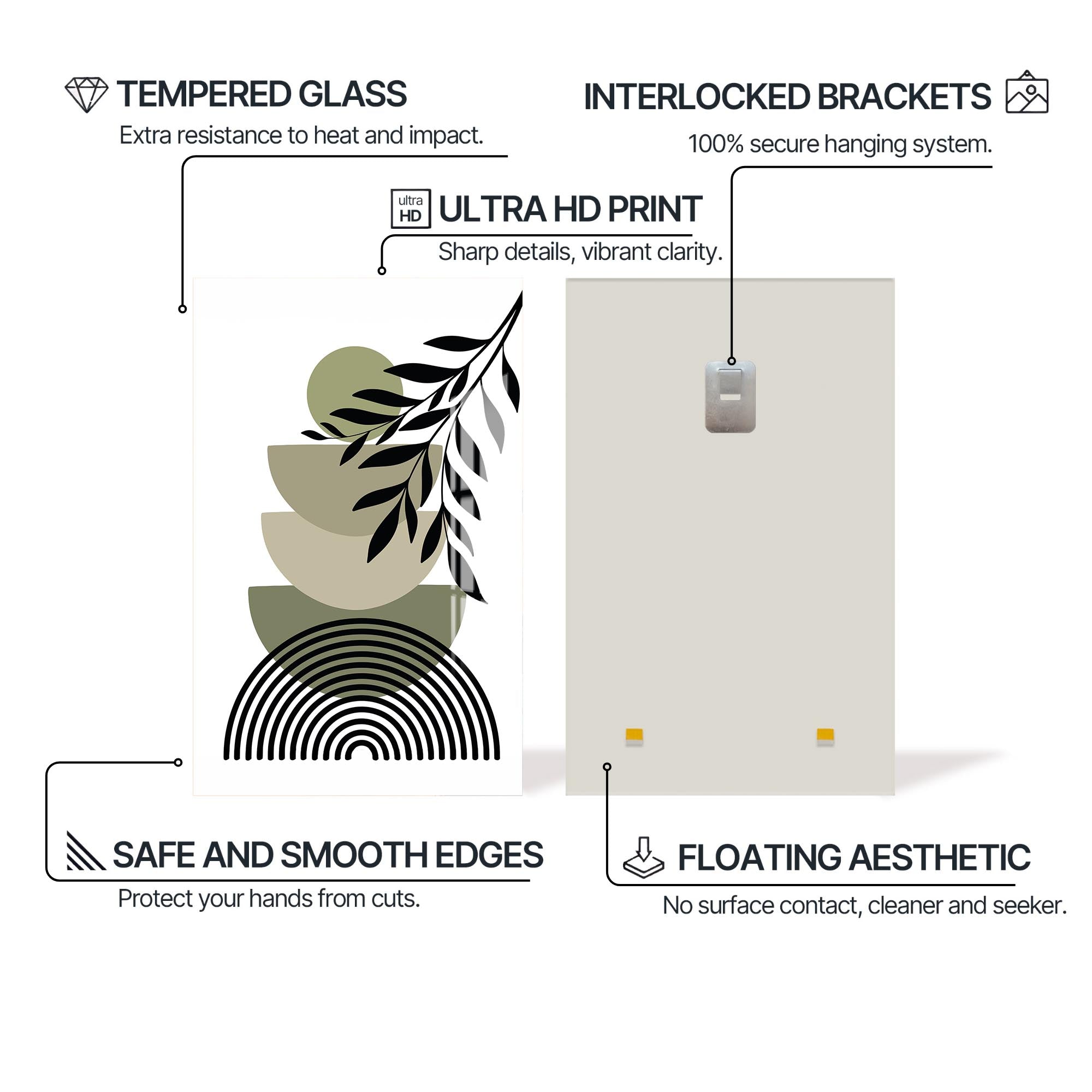 Botanical Balance– Bohemian Tempered Glass Wall Art