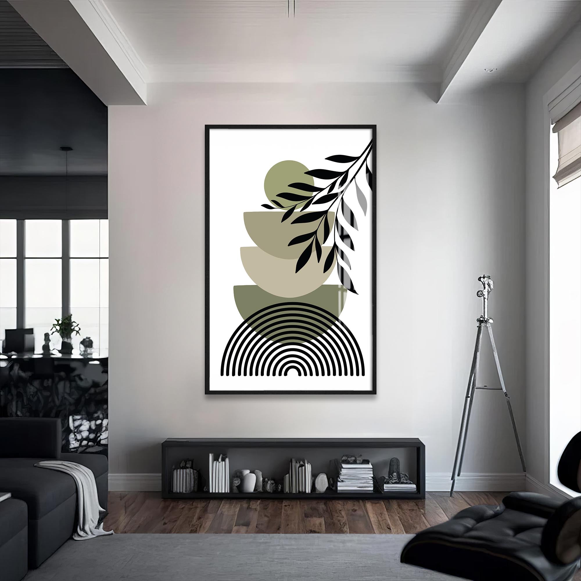 Artronauts Glass Print S | 72x46 cm | 28.3"x18.1" / Black Botanical Balance– Bohemian Tempered Glass Wall Art