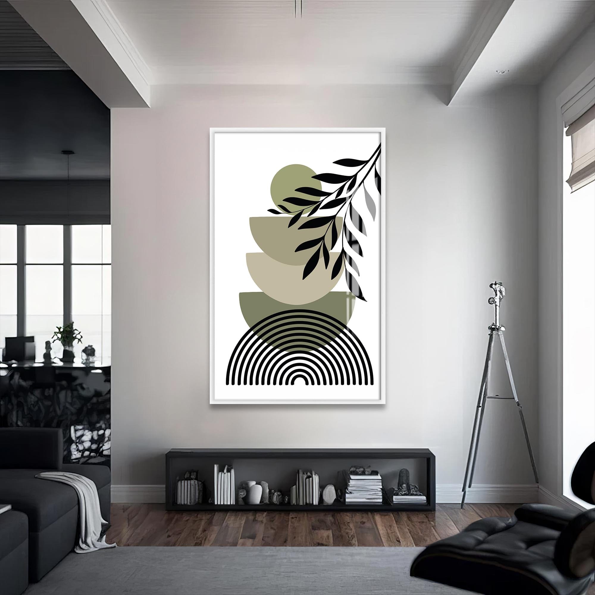 Artronauts Glass Print S | 72x46 cm | 28.3"x18.1" / White Botanical Balance– Bohemian Tempered Glass Wall Art