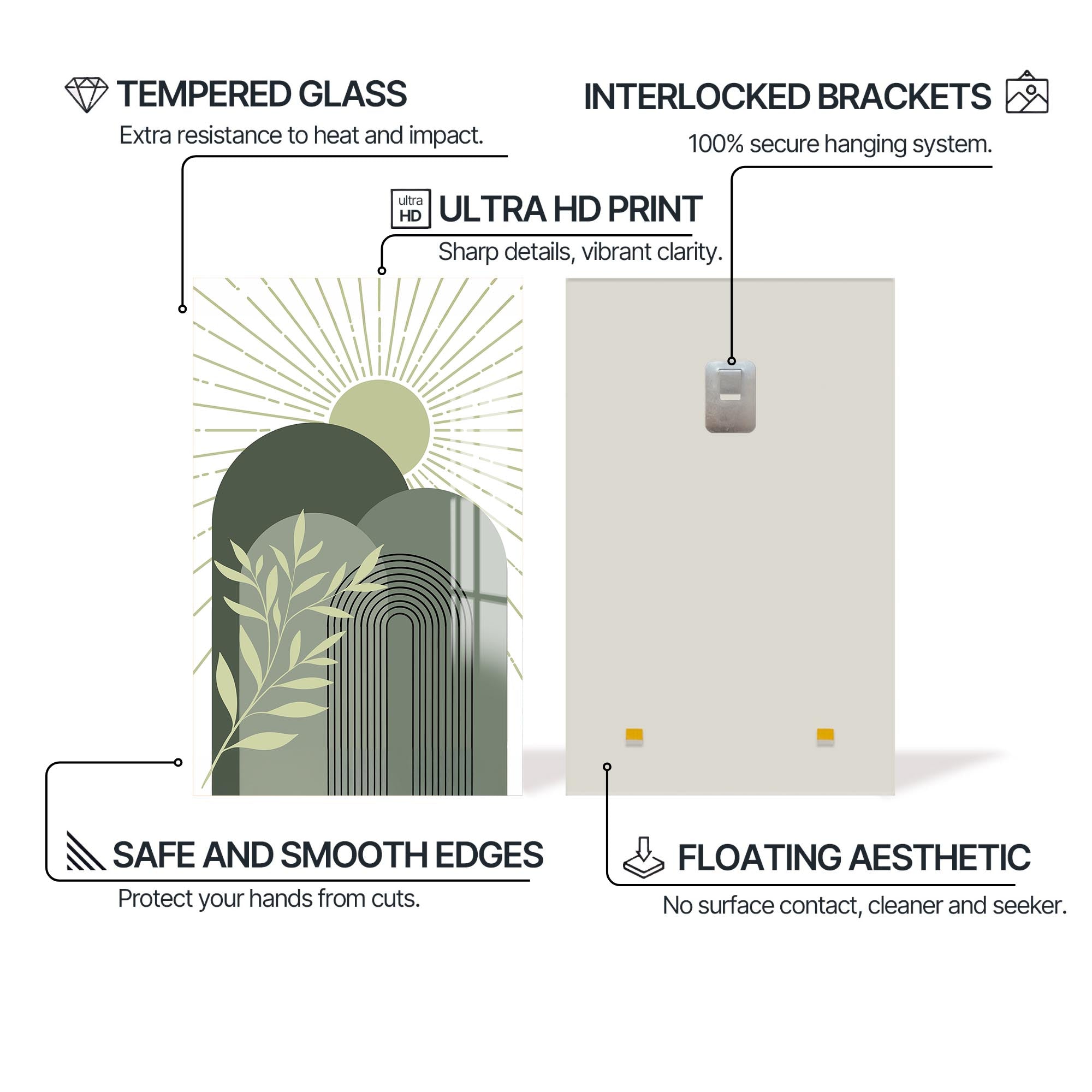 Artronauts Glass Print Sage Sunrise Peaks– Bohemian Tempered Glass Wall Art