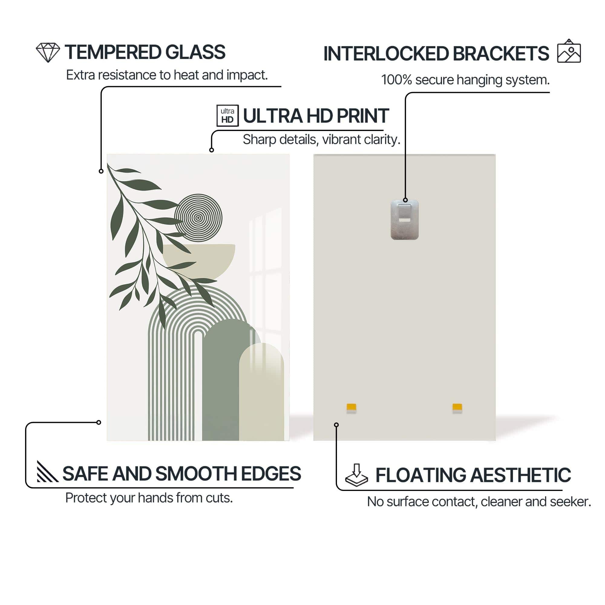Artronauts Glass Print Arc Rhythm Botanical– Bohemian Tempered Glass Wall Art
