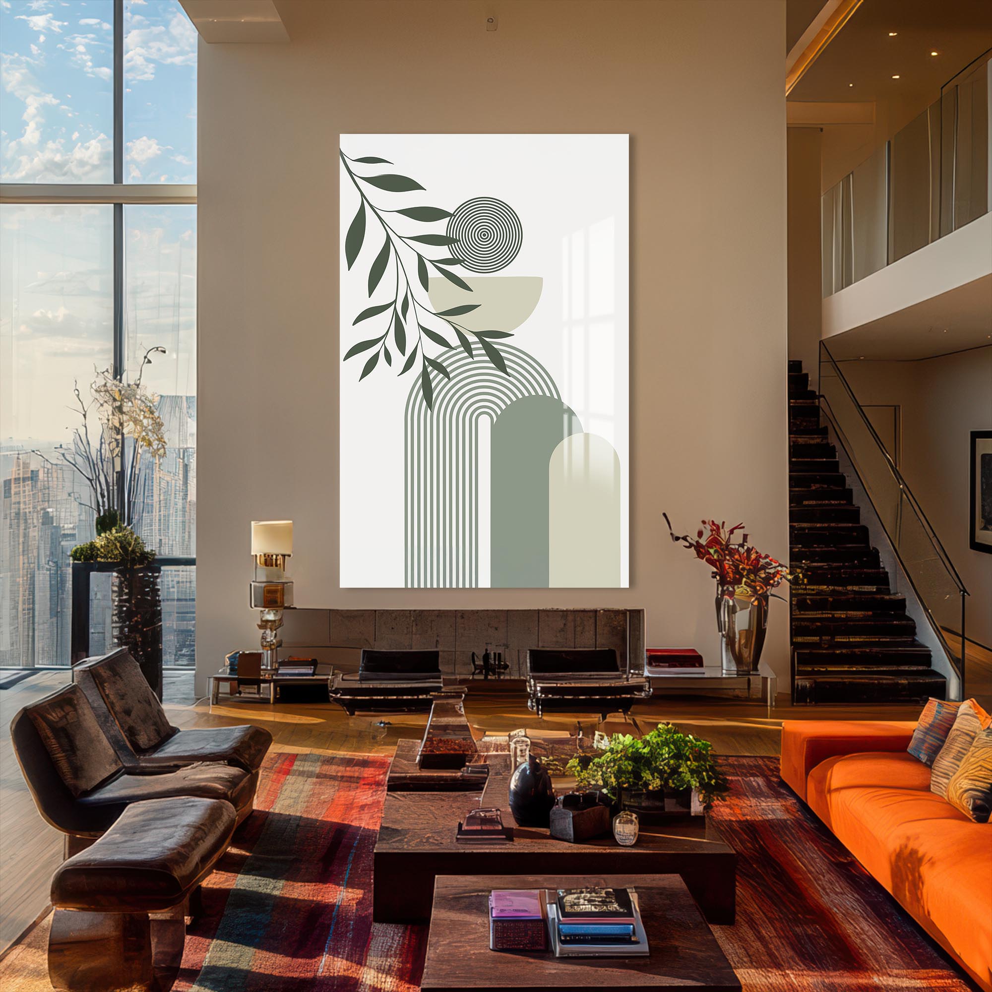 Arc Rhythm Botanical– Bohemian Tempered Glass Wall Art