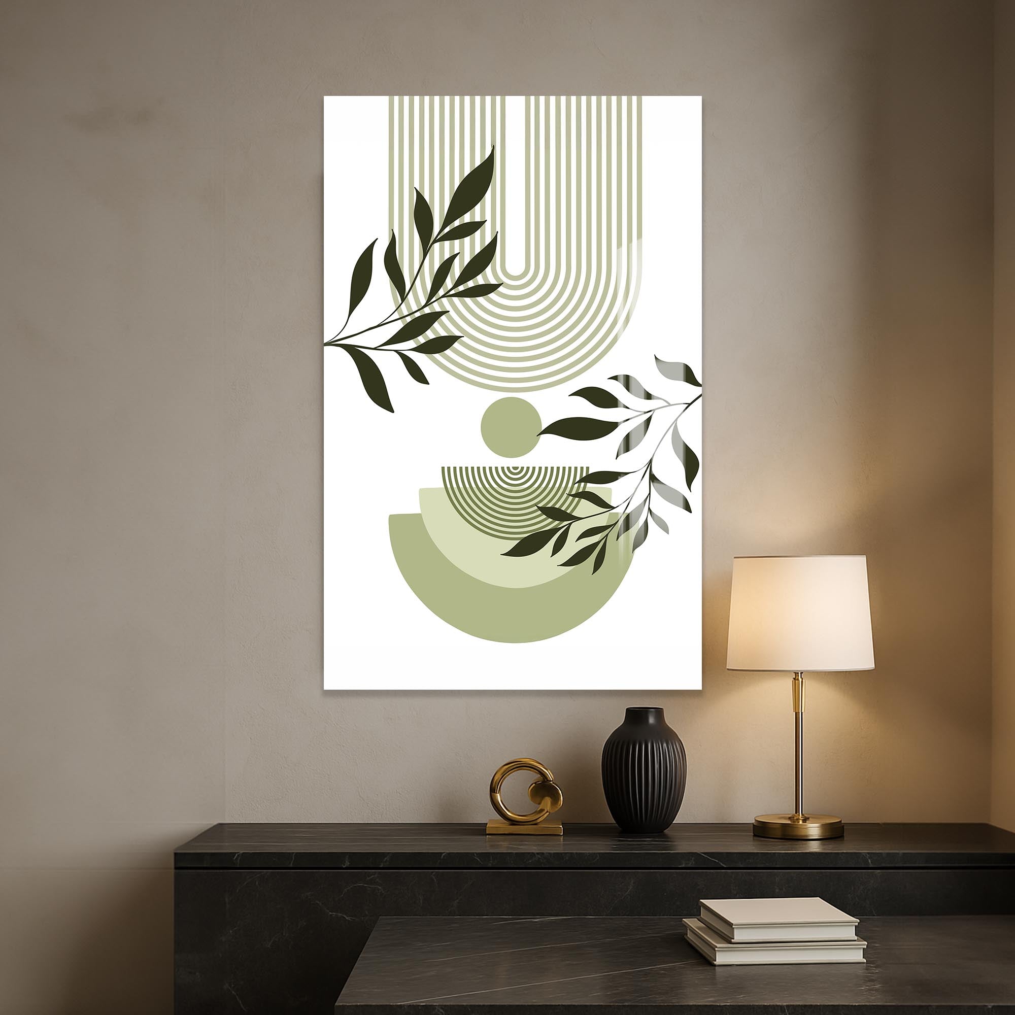 Verdant Flow– Bohemian Tempered Glass Wall Art