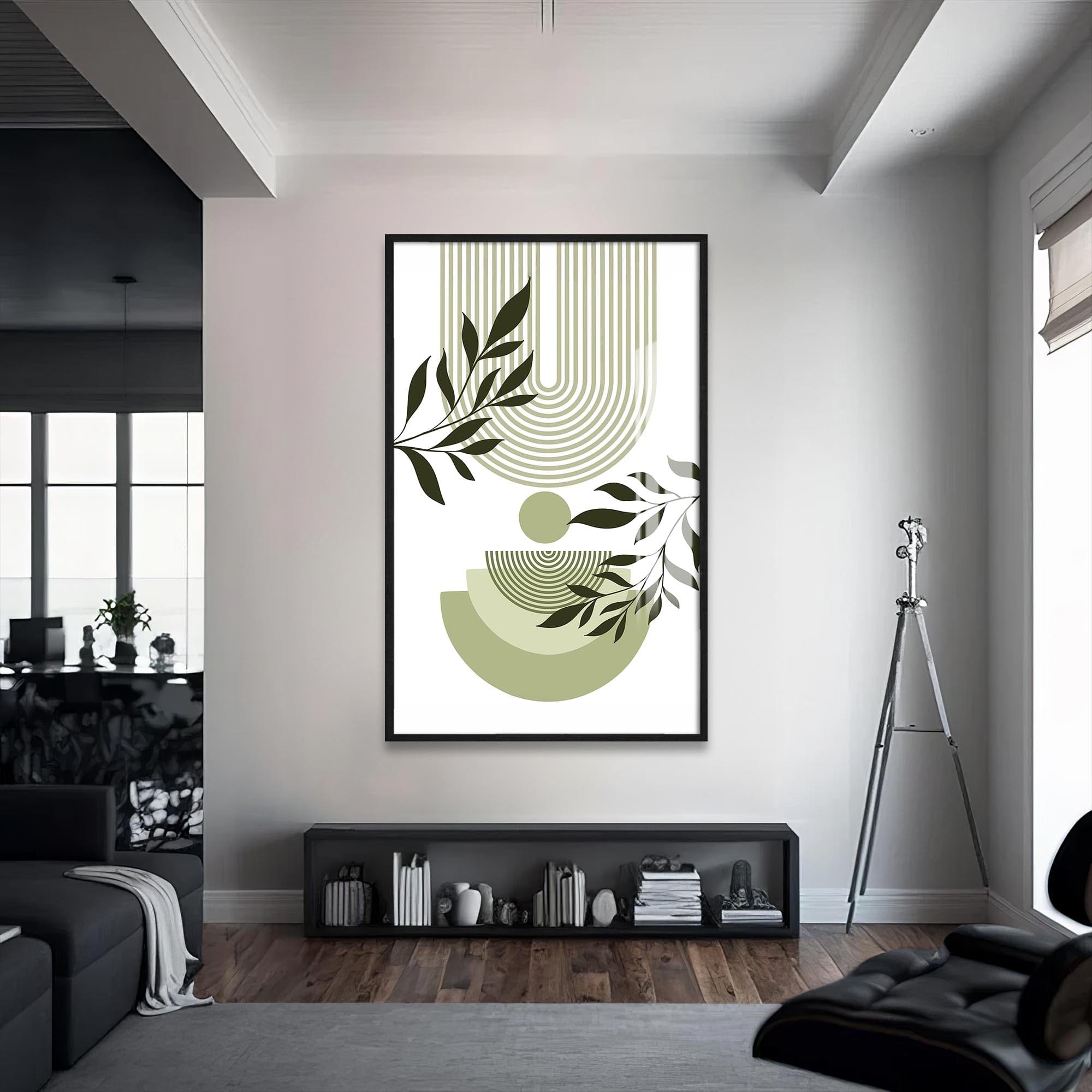 Artronauts Glass Print S | 72x46 cm | 28.3"x18.1" / Black Verdant Flow– Bohemian Tempered Glass Wall Art