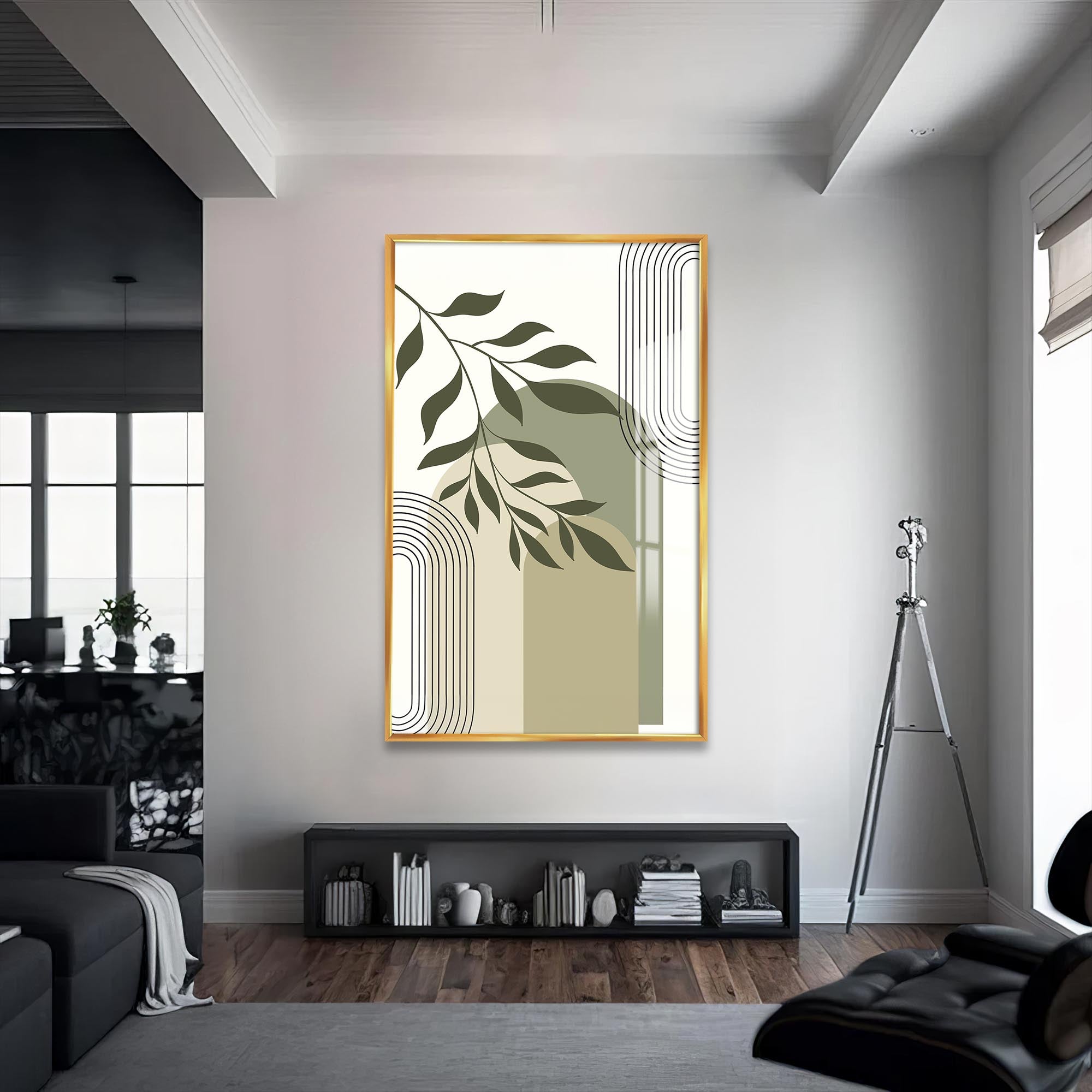 Artronauts Glass Print S | 72x46 cm | 28.3"x18.1" / Gold Garden Arc Composition– Bohemian Tempered Glass Wall Art