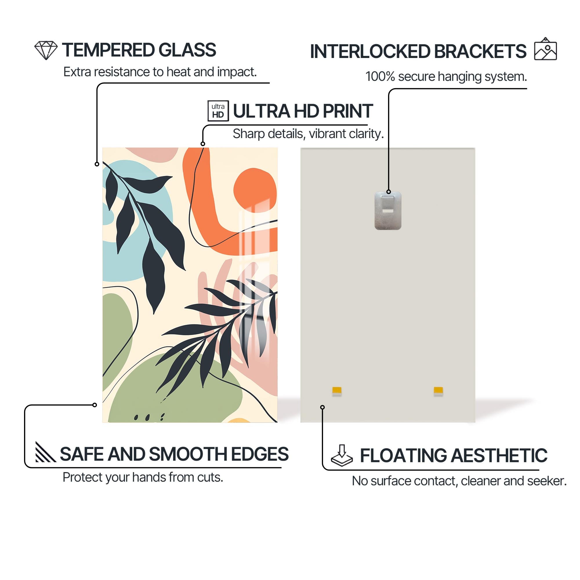 Sunset Bloom Abstract– Bohemian Tempered Glass Wall Art