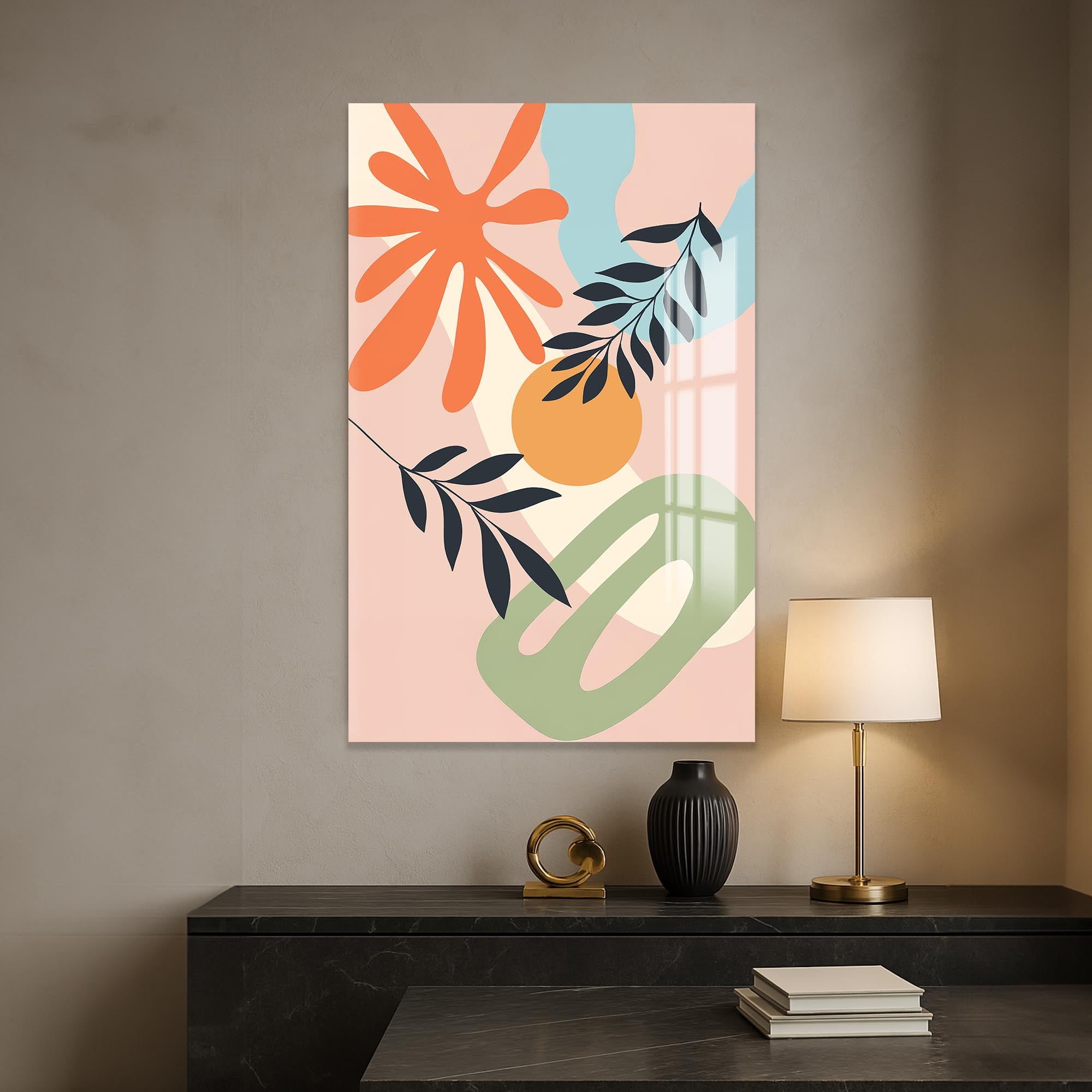 Warm Arc Garden– Bohemian Tempered Glass Wall Art