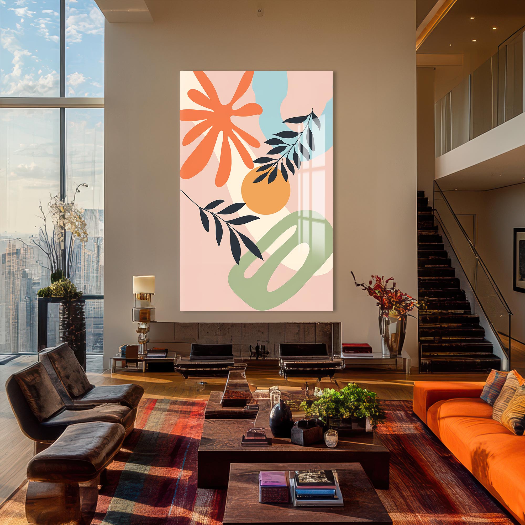 Warm Arc Garden– Bohemian Tempered Glass Wall Art