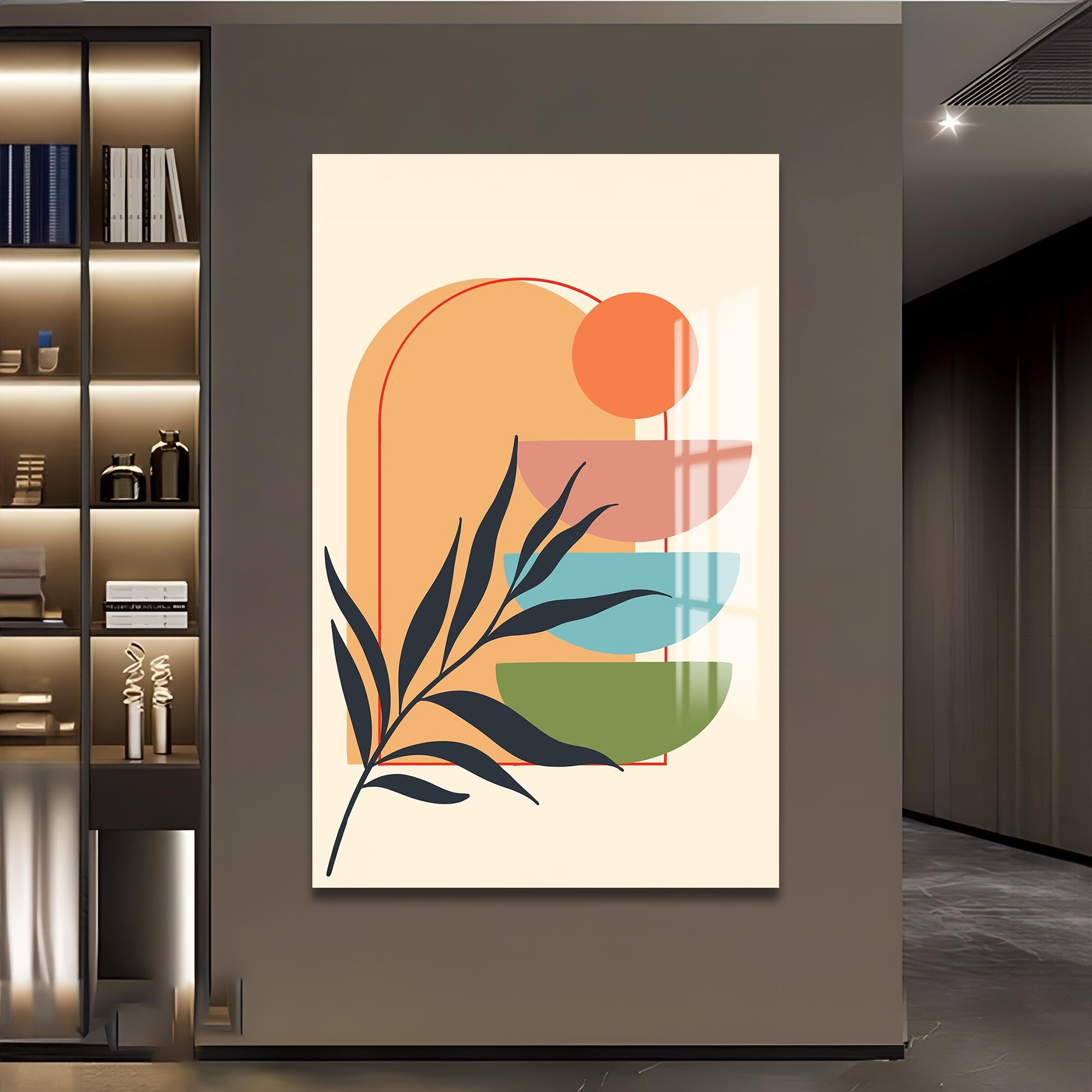 Sunset Stacked Shapes– Bohemian Tempered Glass Wall Art