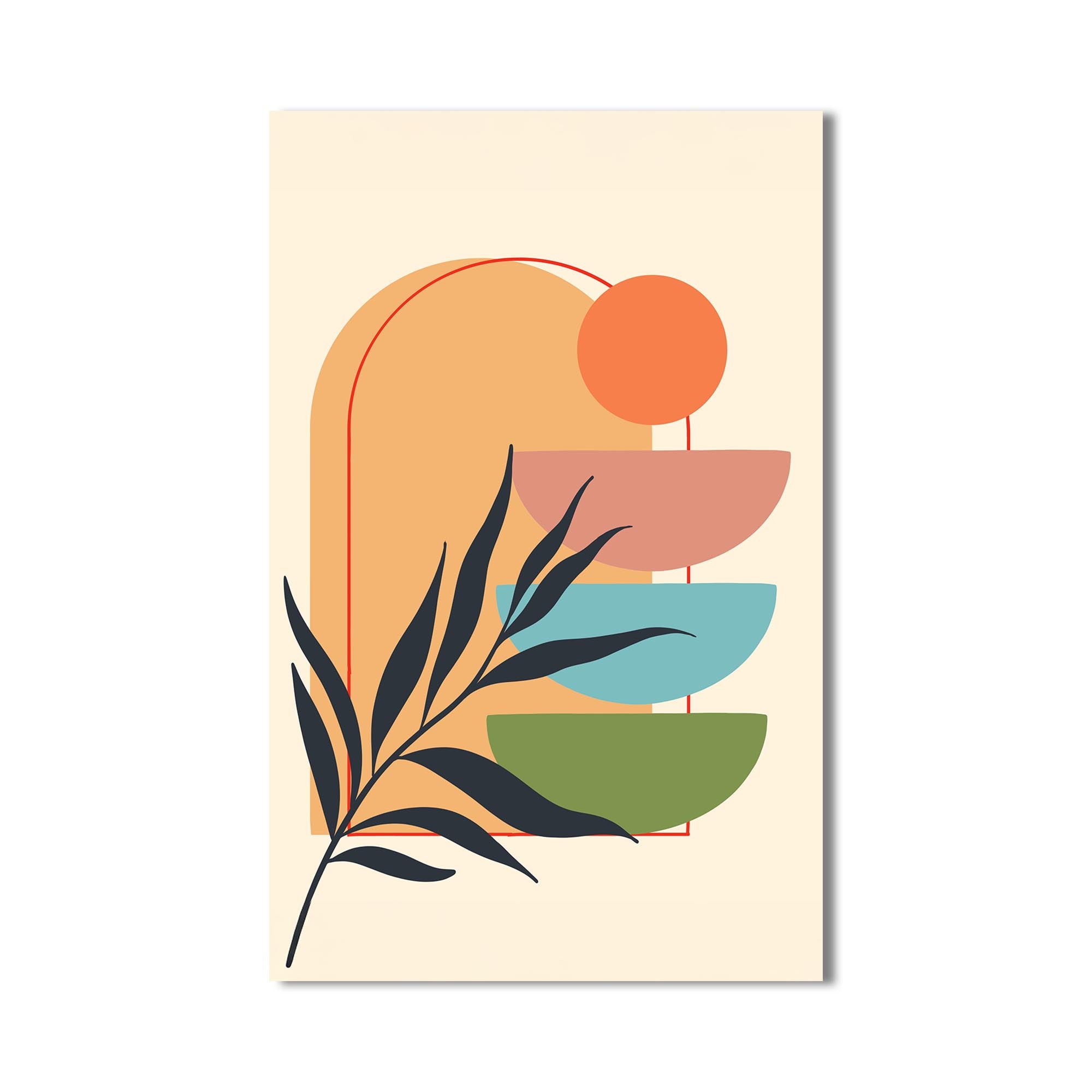 Sunset Stacked Shapes– Bohemian Tempered Glass Wall Art