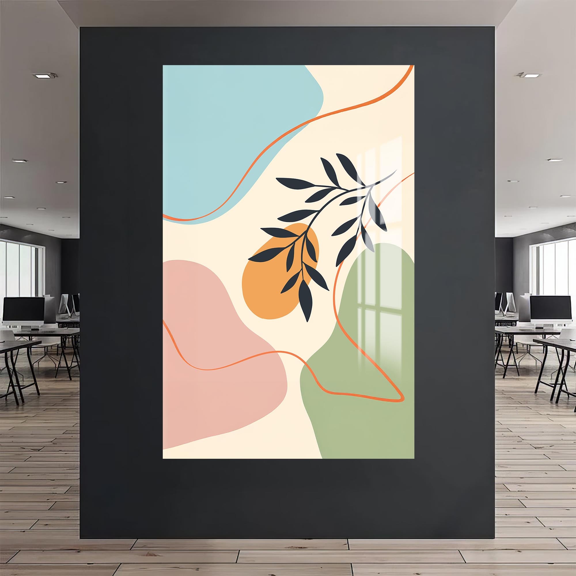 Peach Twin Bloom– Bohemian Tempered Glass Wall Art