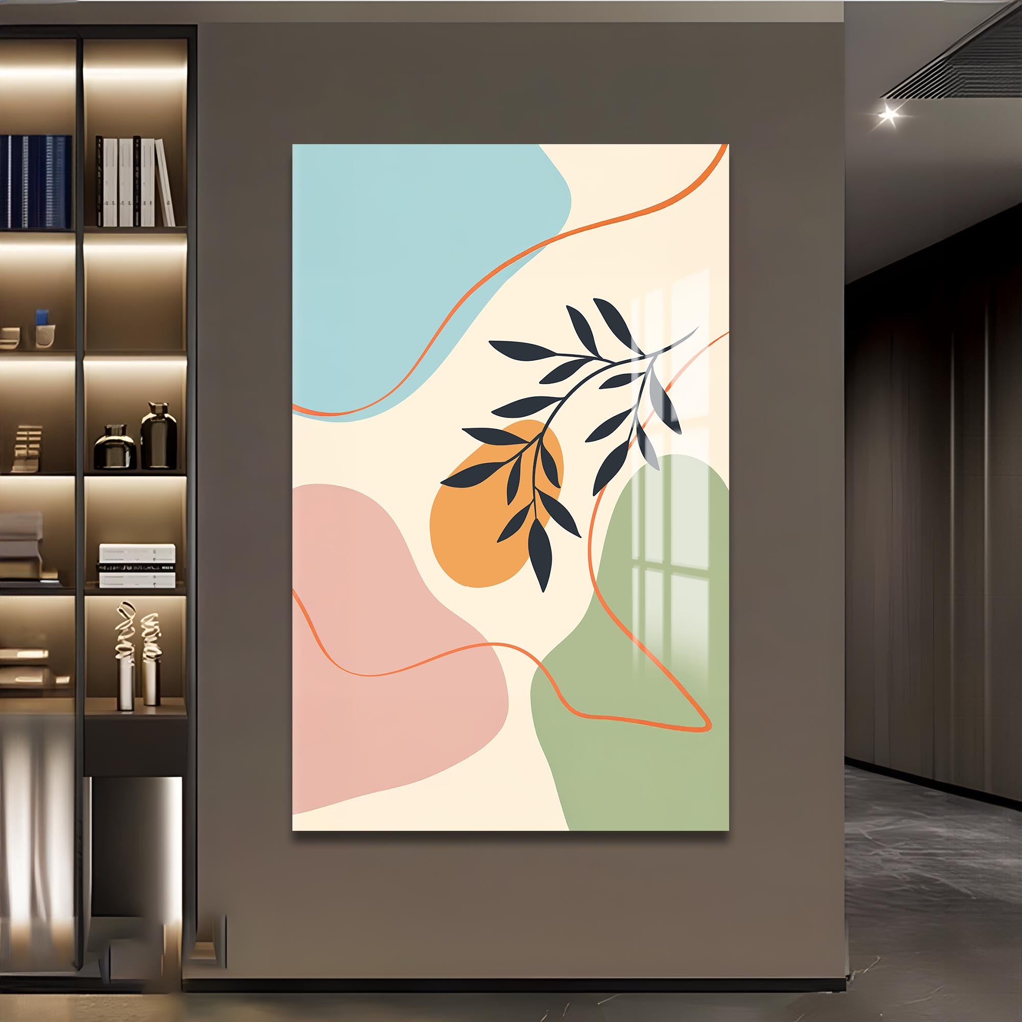 Peach Twin Bloom– Bohemian Tempered Glass Wall Art