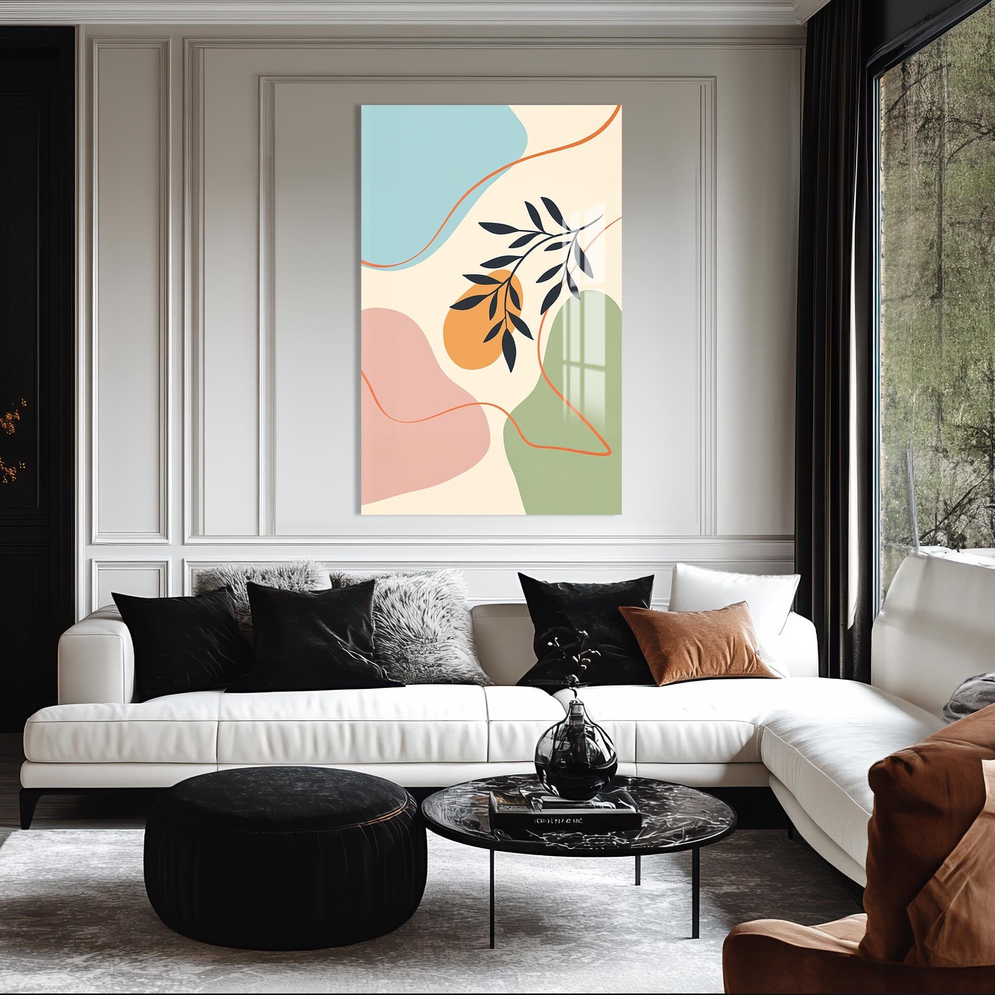 Artronauts Glass Print Peach Twin Bloom– Bohemian Tempered Glass Wall Art