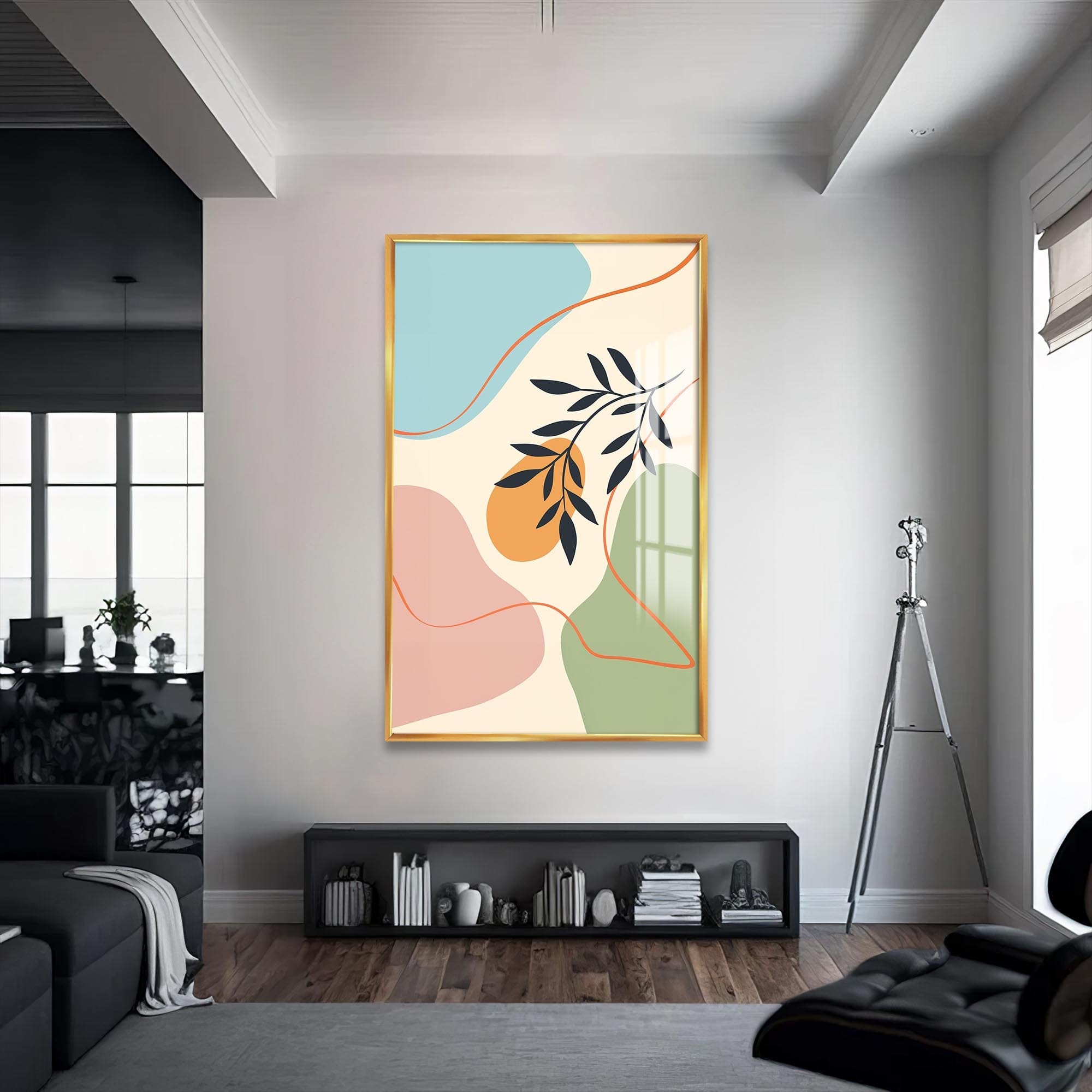 Artronauts Glass Print S | 72x46 cm | 28.3"x18.1" / Gold Peach Twin Bloom– Bohemian Tempered Glass Wall Art