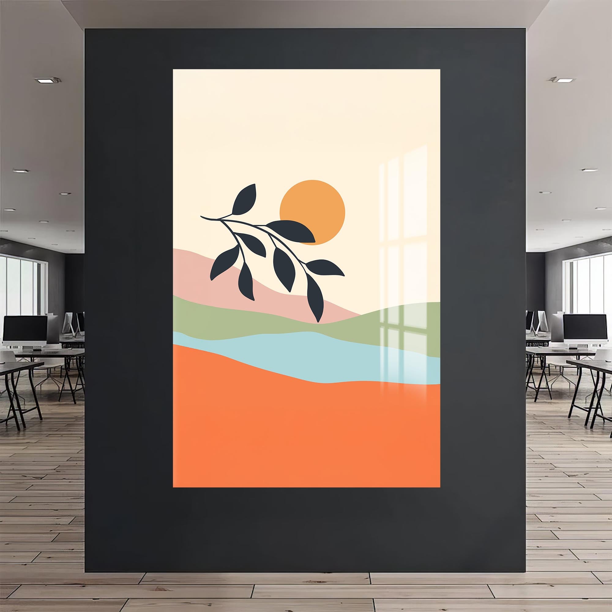 Golden Single Bloom– Bohemian Tempered Glass Wall Art