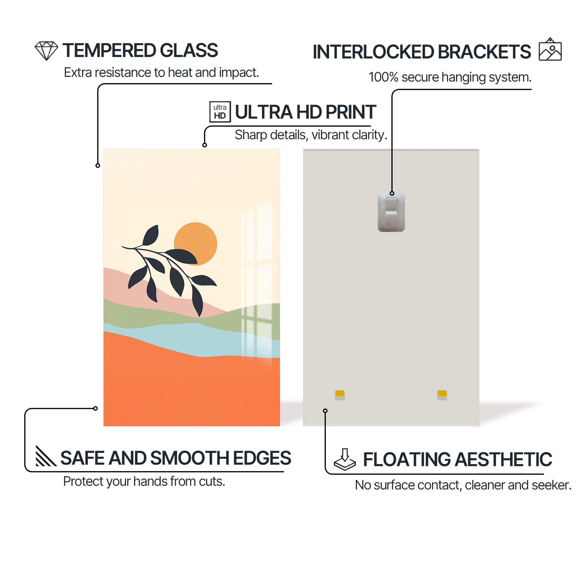 Golden Single Bloom– Bohemian Tempered Glass Wall Art