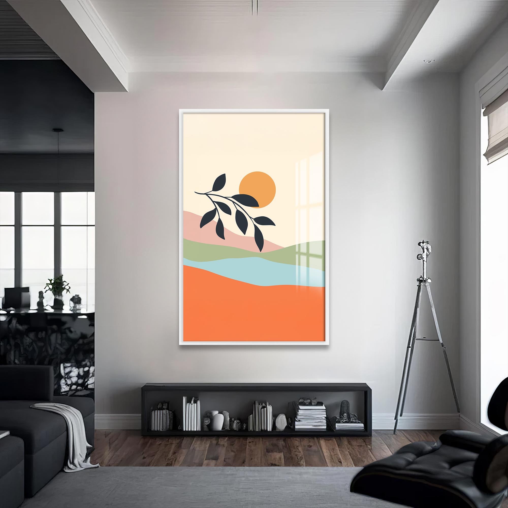 Golden Single Bloom– Bohemian Tempered Glass Wall Art