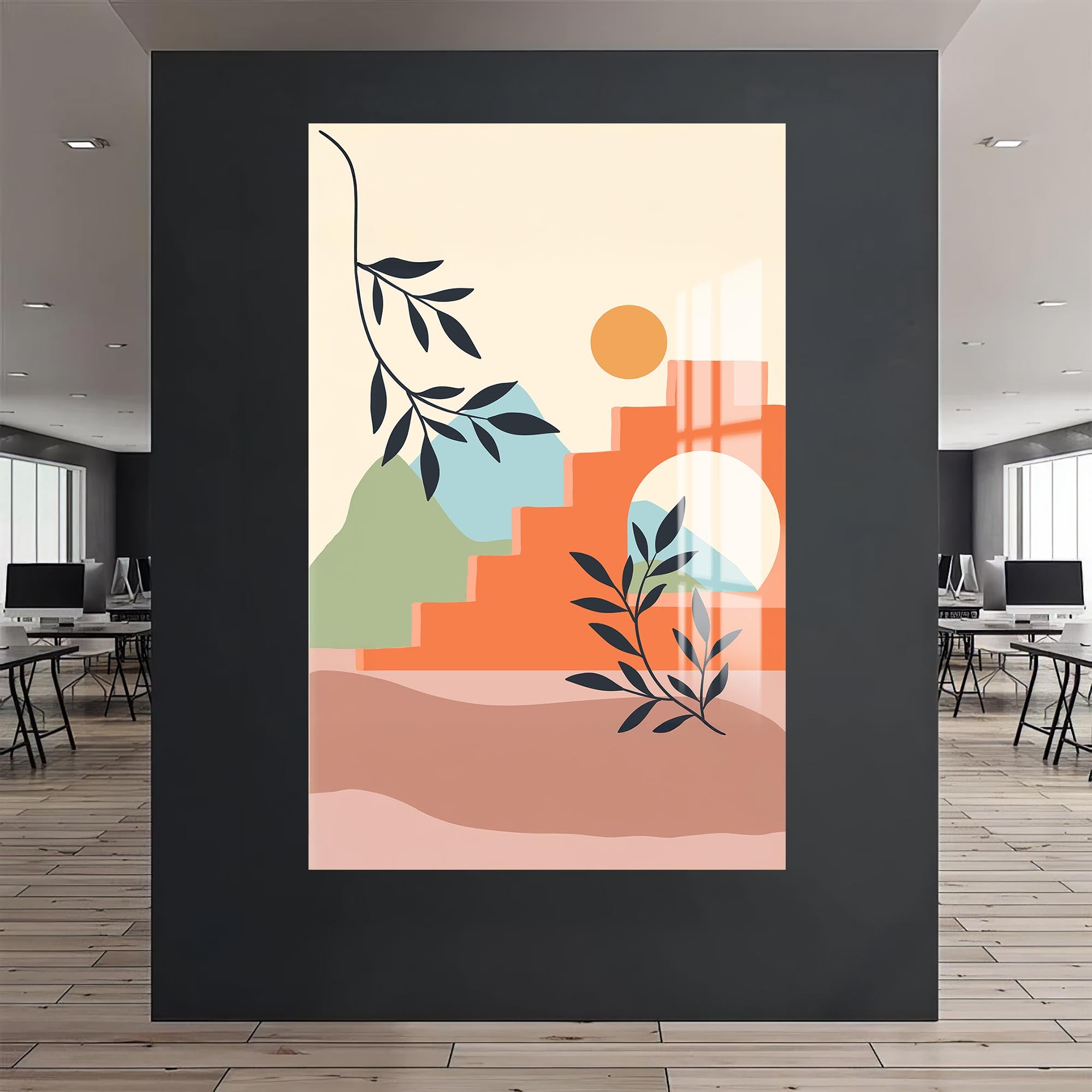 Earthy Horizon– Bohemian Tempered Glass Wall Art