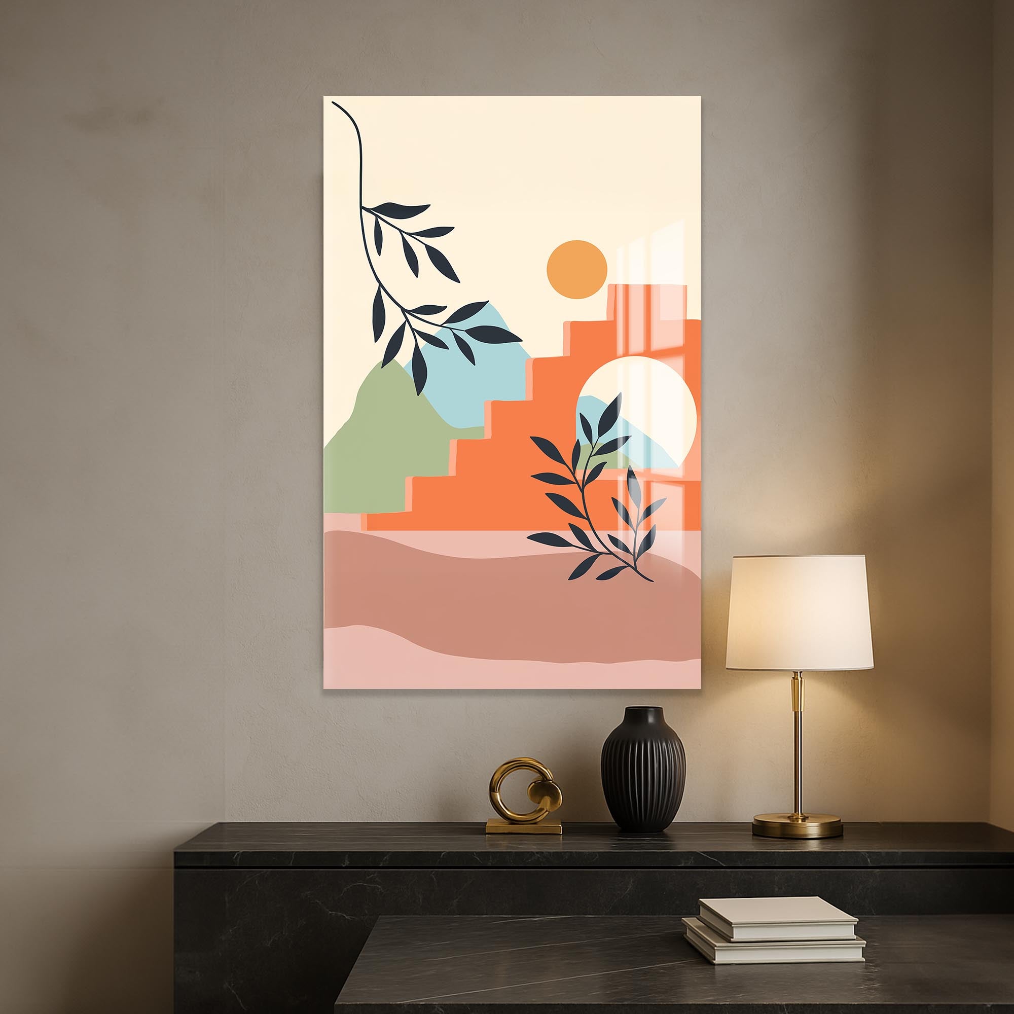 Earthy Horizon– Bohemian Tempered Glass Wall Art