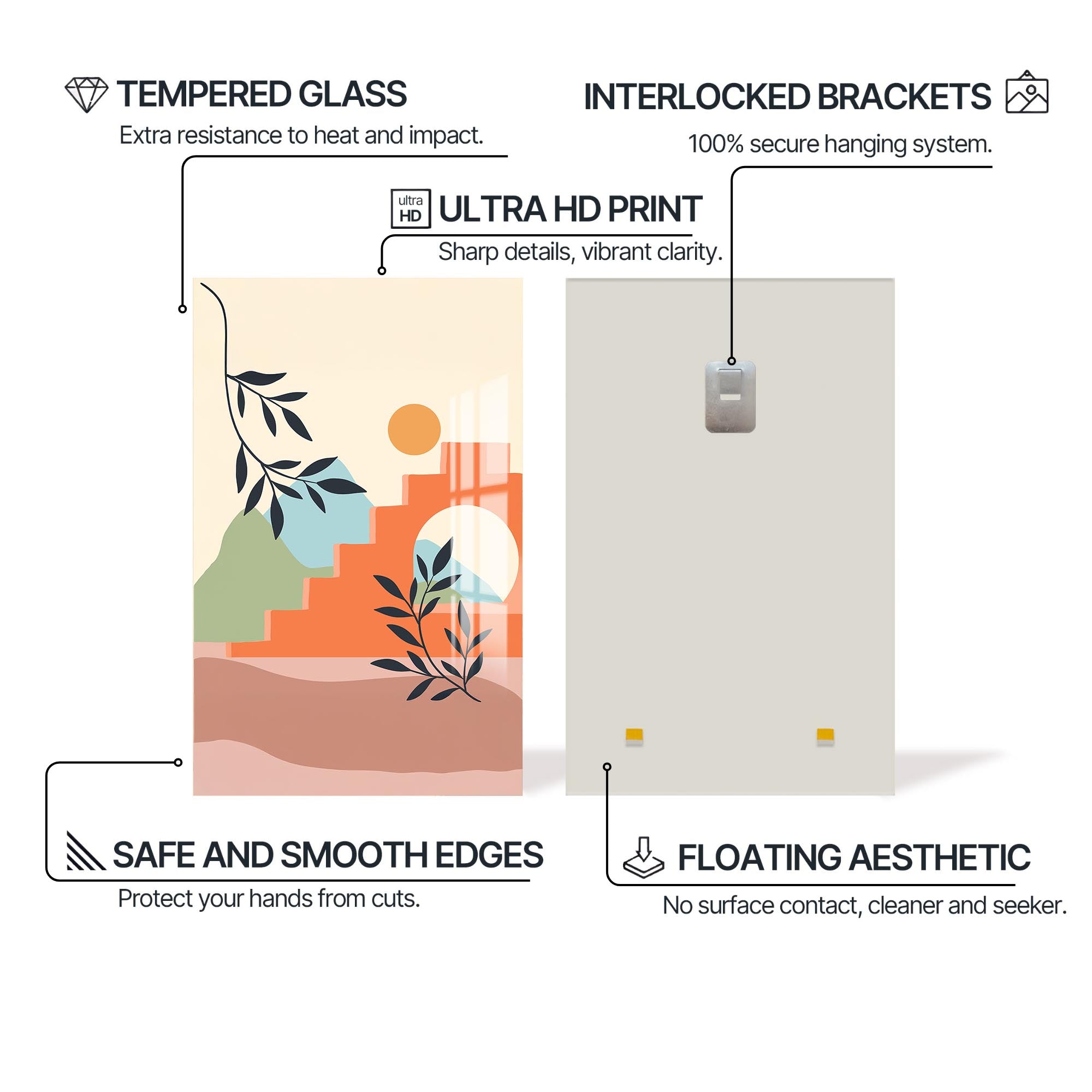 Earthy Horizon– Bohemian Tempered Glass Wall Art