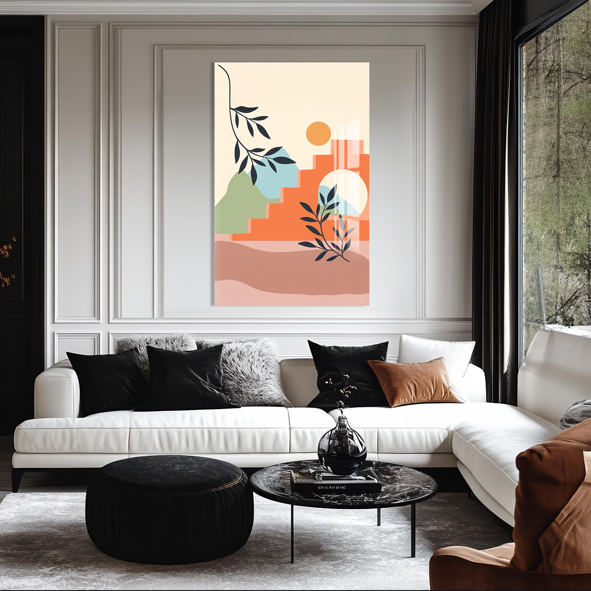 Earthy Horizon– Bohemian Tempered Glass Wall Art