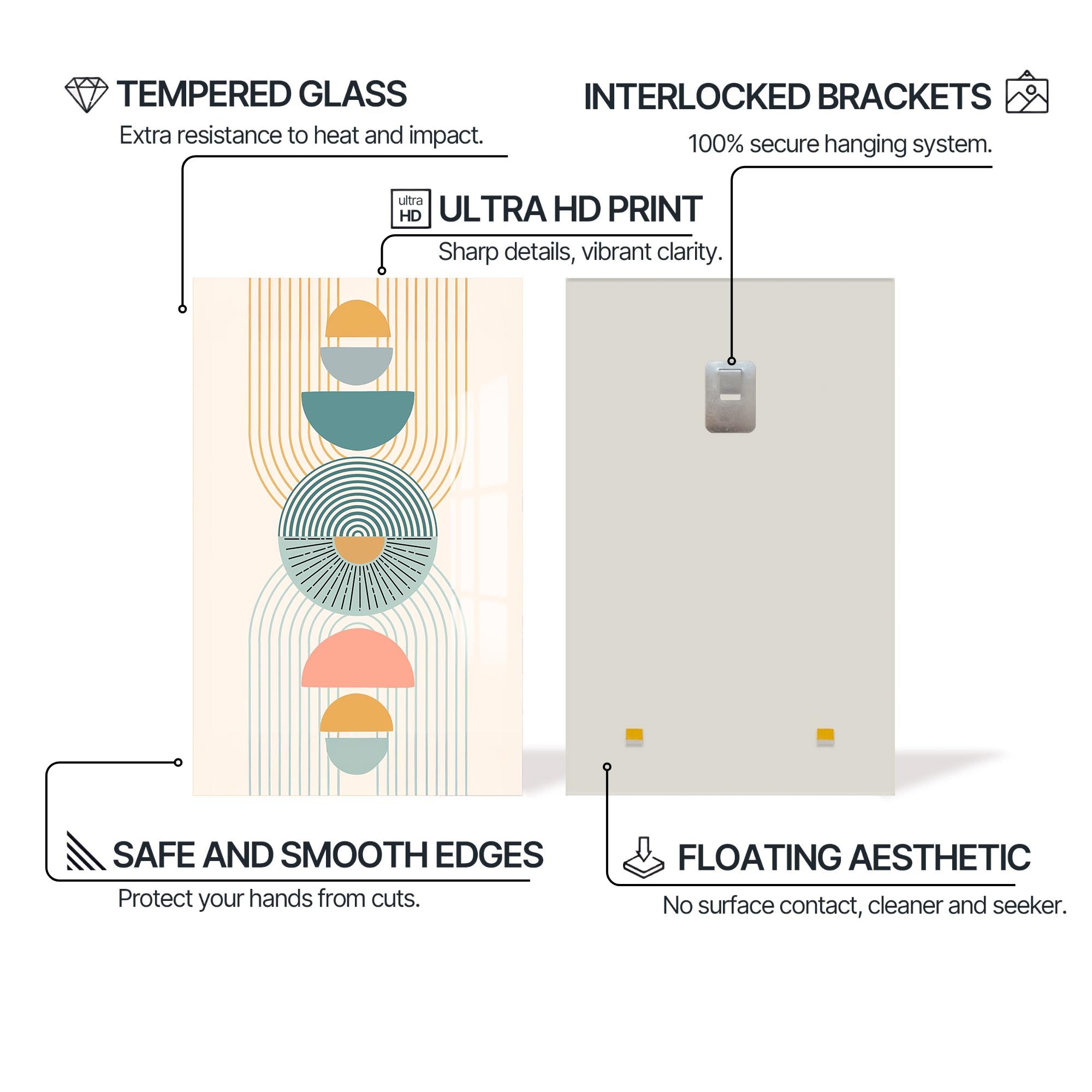 Sunburst Totem– Bohemian Tempered Glass Wall Art