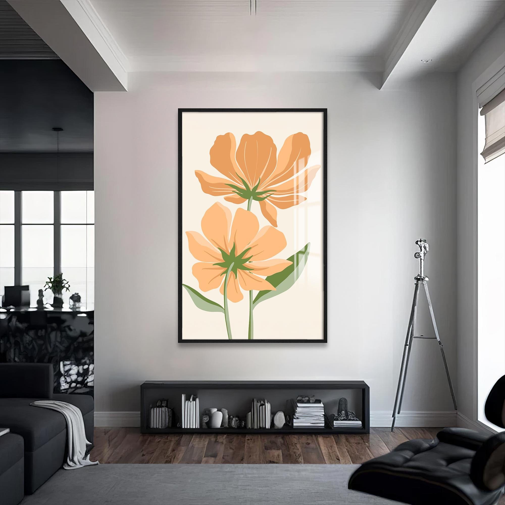 Artronauts Glass Print S | 72x46 cm | 28.3"x18.1" / Black Modern Totem– Bohemian Tempered Glass Wall Art
