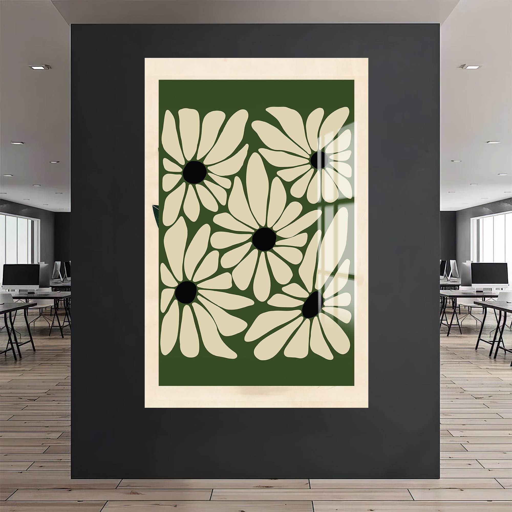 Artronauts Glass Print Olive Bloom Pattern– Bohemian Tempered Glass Wall Art