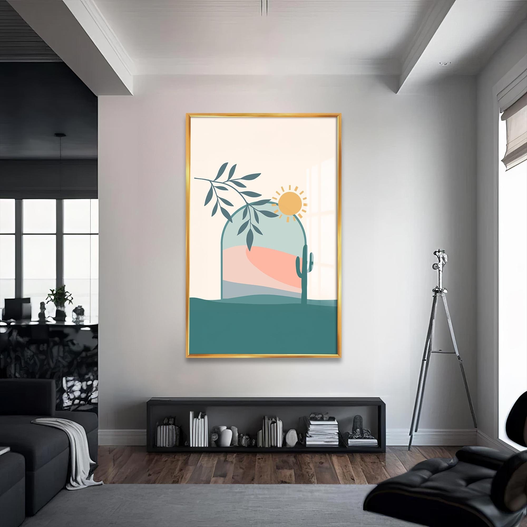 Artronauts Glass Print S | 72x46 cm | 28.3"x18.1" / Gold Desert Archscape– Bohemian Tempered Glass Wall Art