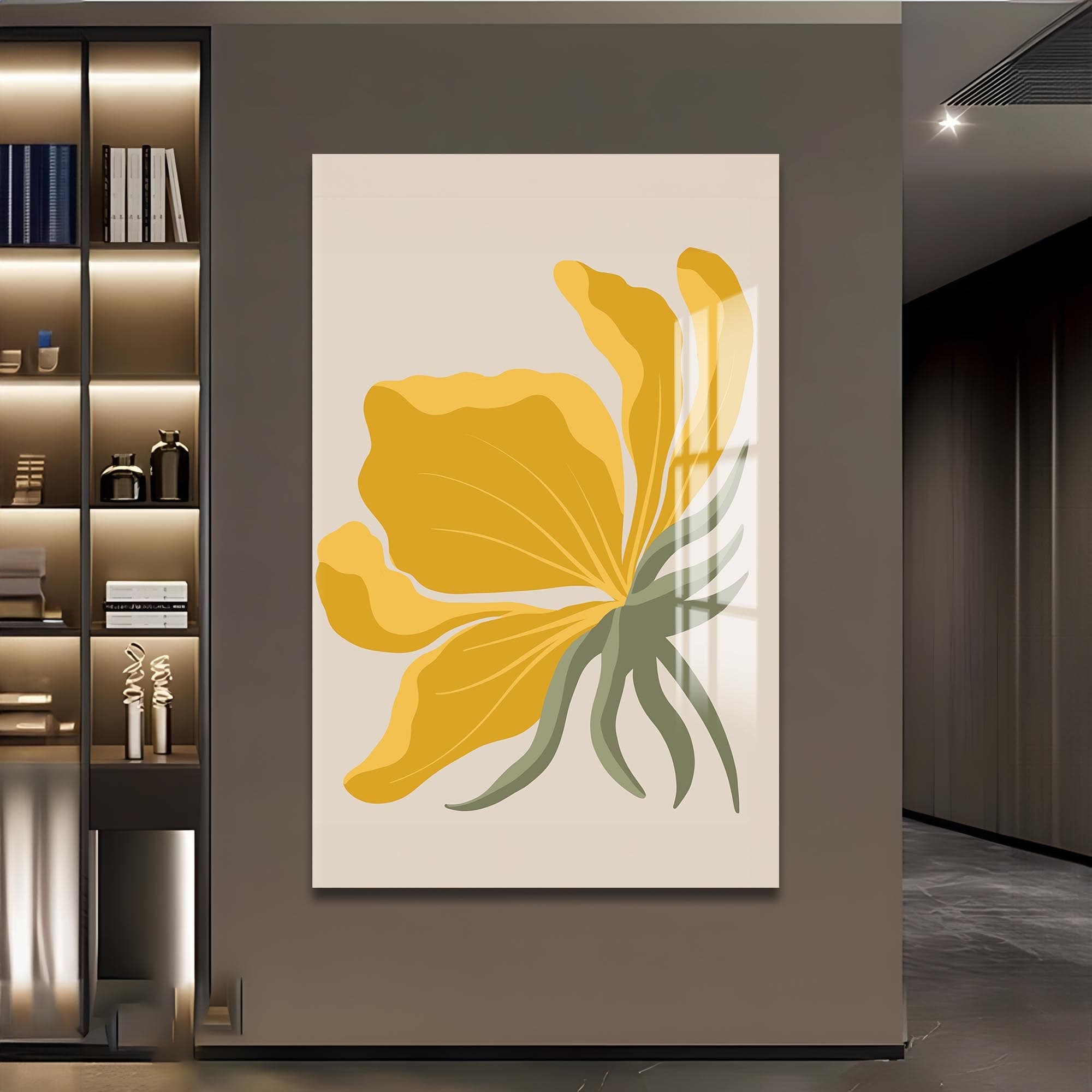Artronauts Glass Print Golden Petal Flow– Bohemian Tempered Glass Wall Art