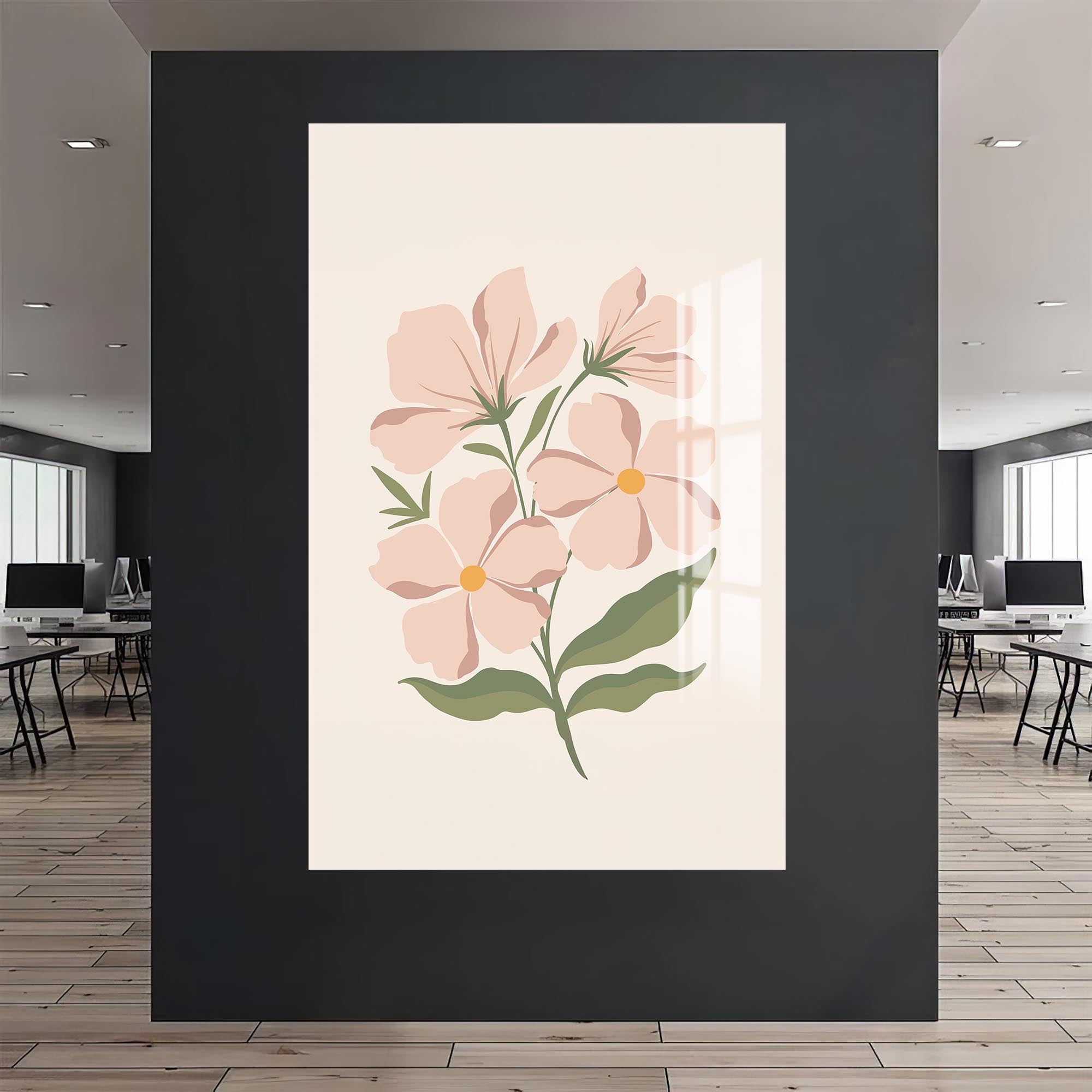 Blush Wildflower– Bohemian Tempered Glass Wall Art