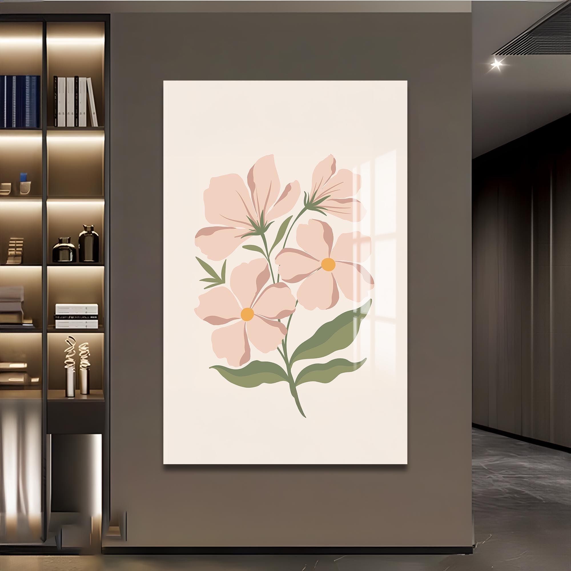 Blush Wildflower– Bohemian Tempered Glass Wall Art