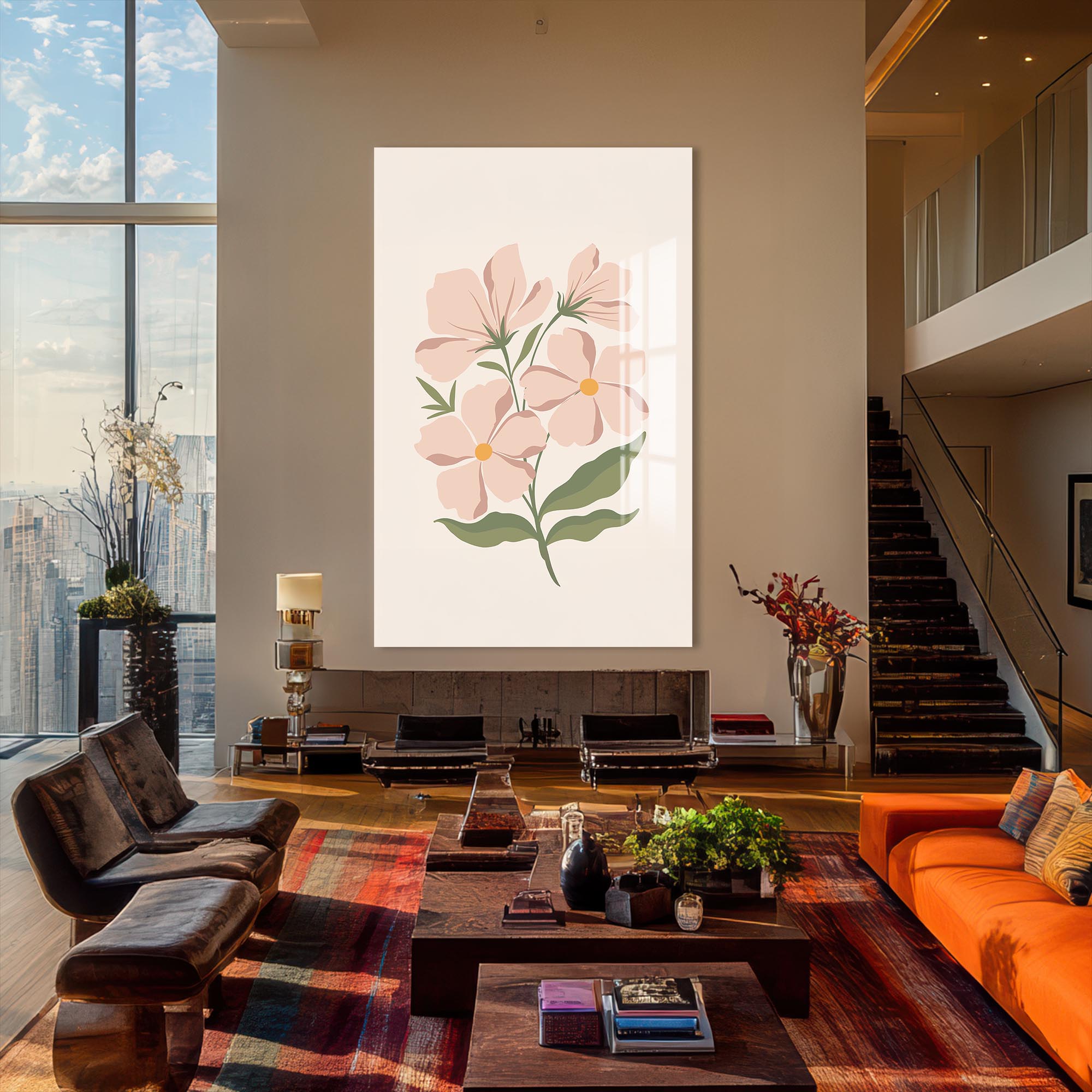 Blush Wildflower– Bohemian Tempered Glass Wall Art