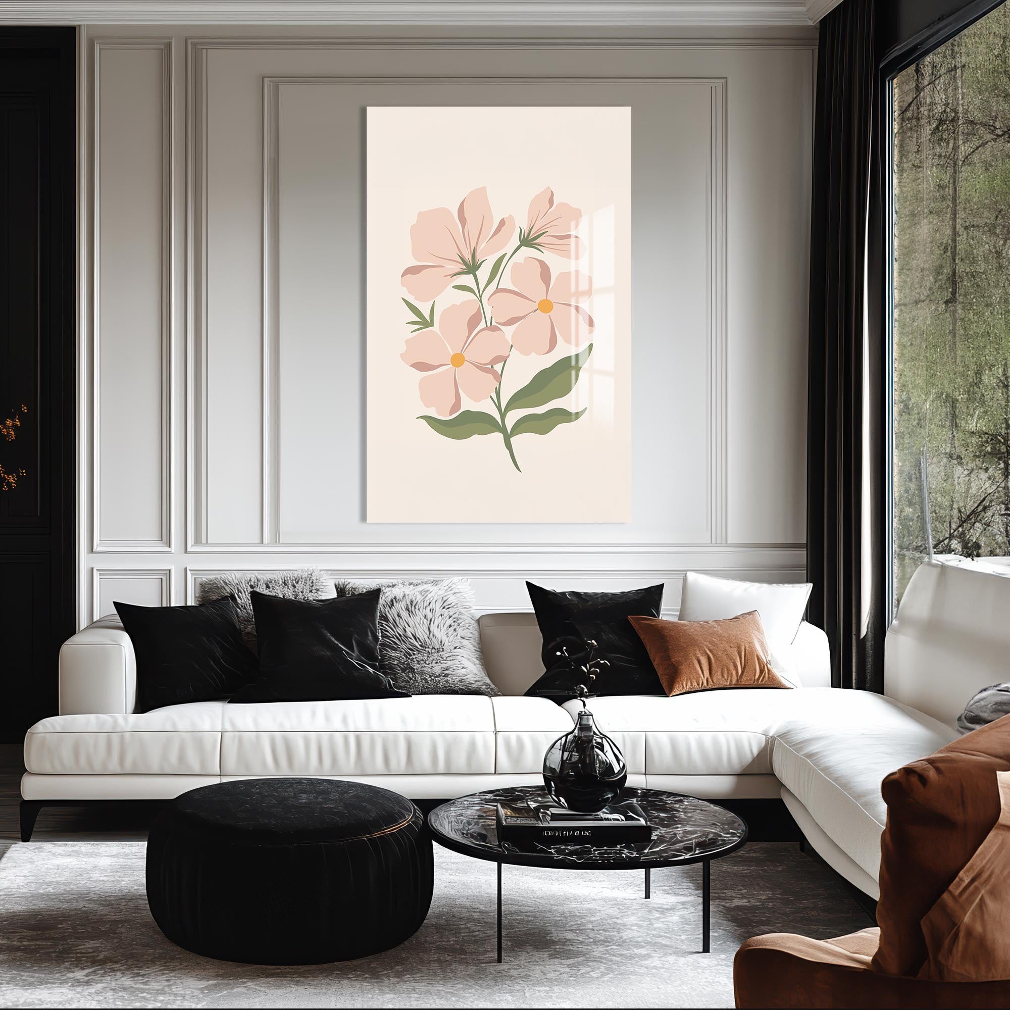 Blush Wildflower– Bohemian Tempered Glass Wall Art