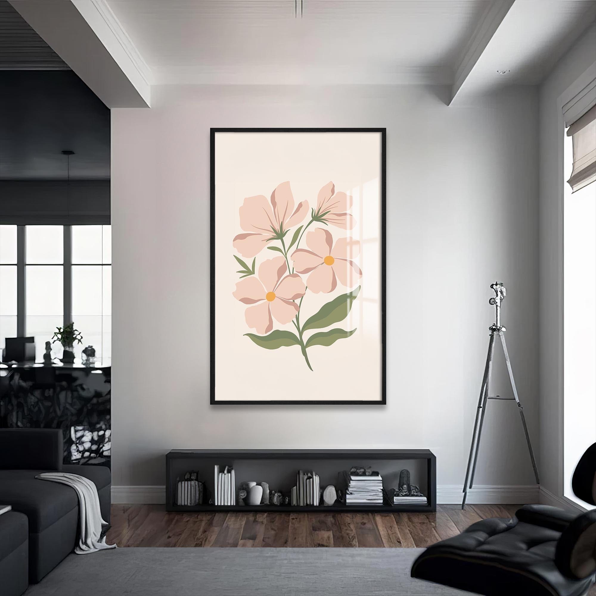 Artronauts Glass Print S | 72x46 cm | 28.3"x18.1" / Black Blush Wildflower– Bohemian Tempered Glass Wall Art