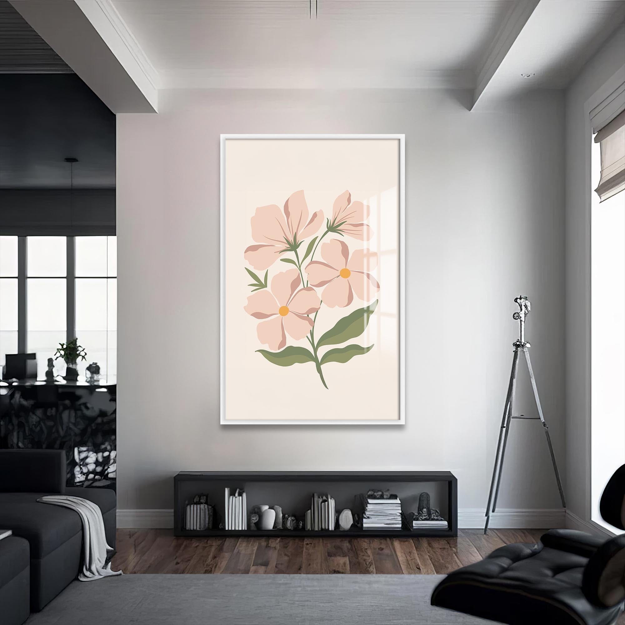 Artronauts Glass Print S | 72x46 cm | 28.3"x18.1" / White Blush Wildflower– Bohemian Tempered Glass Wall Art