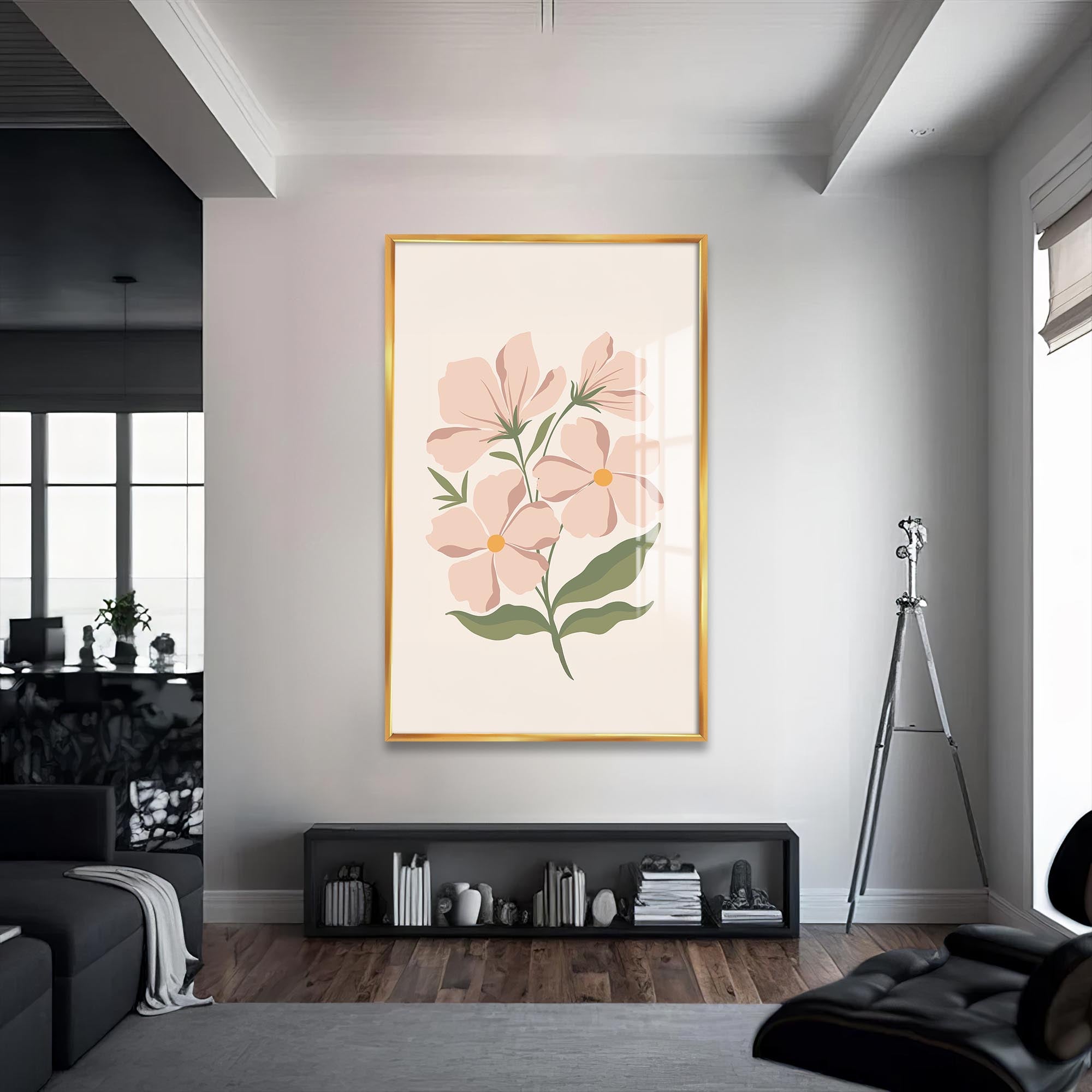 Blush Wildflower– Bohemian Tempered Glass Wall Art