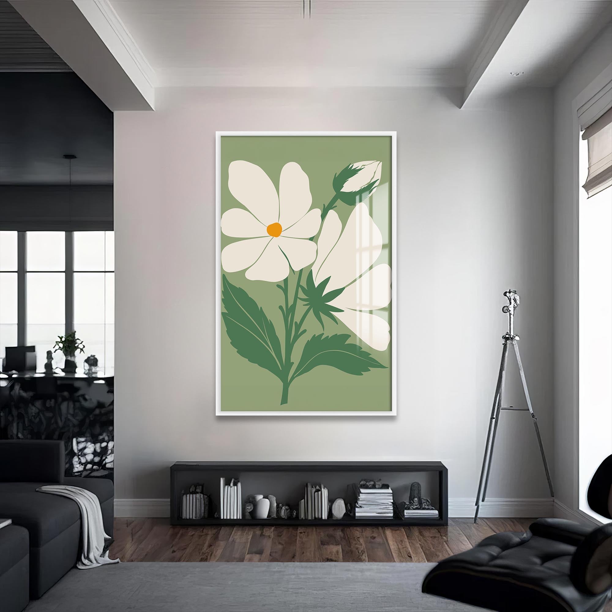 Artronauts Glass Print S | 72x46 cm | 28.3"x18.1" / White Sage Botanical Calm– Bohemian Tempered Glass Wall Art