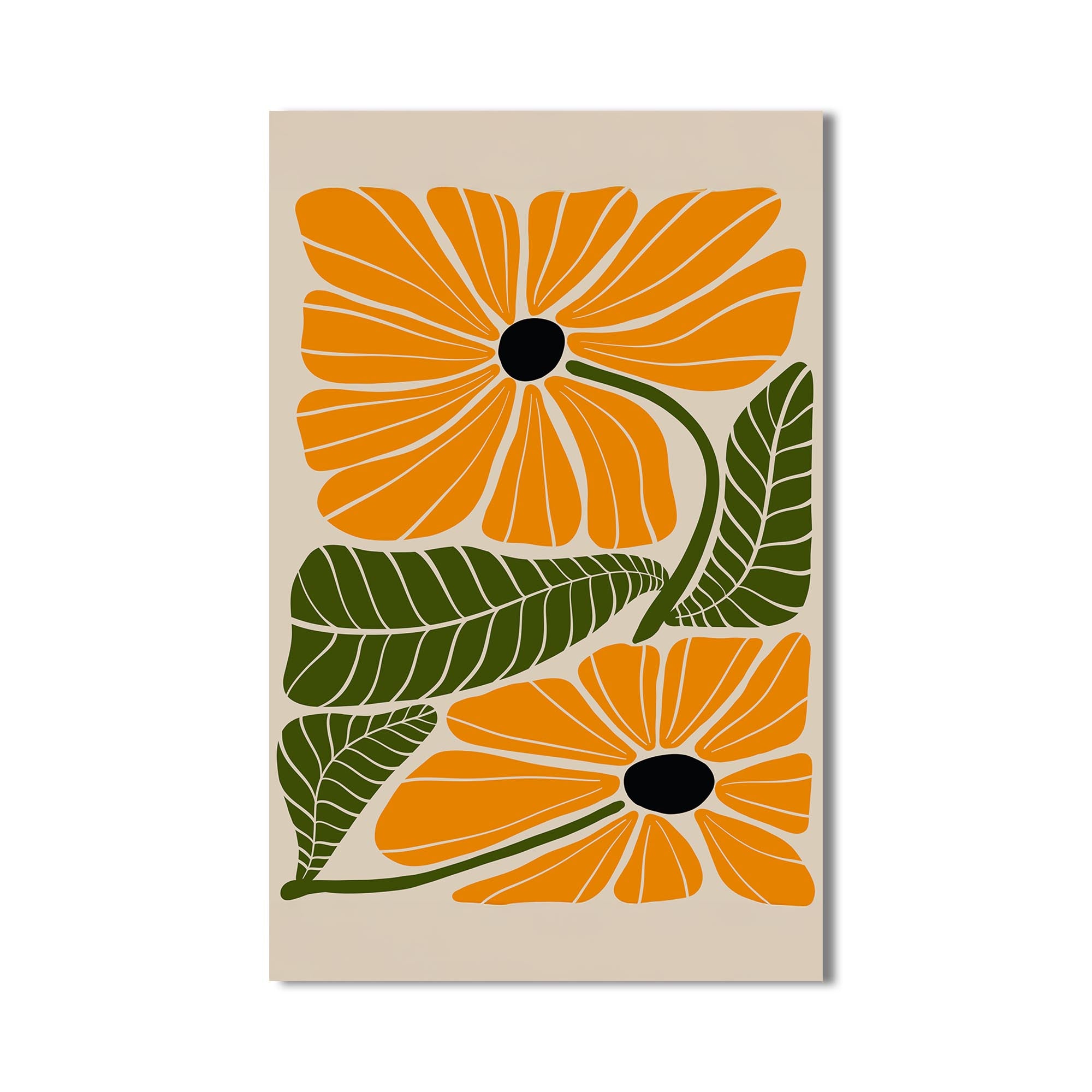 Amber Petal Duo– Bohemian Tempered Glass Wall Art
