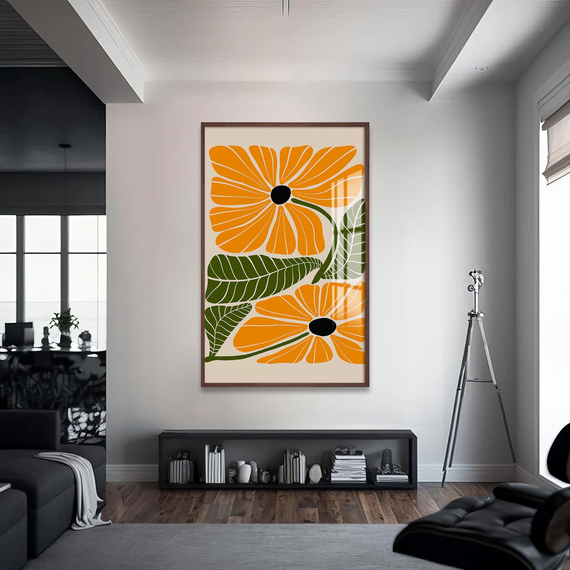 Amber Petal Duo– Bohemian Tempered Glass Wall Art