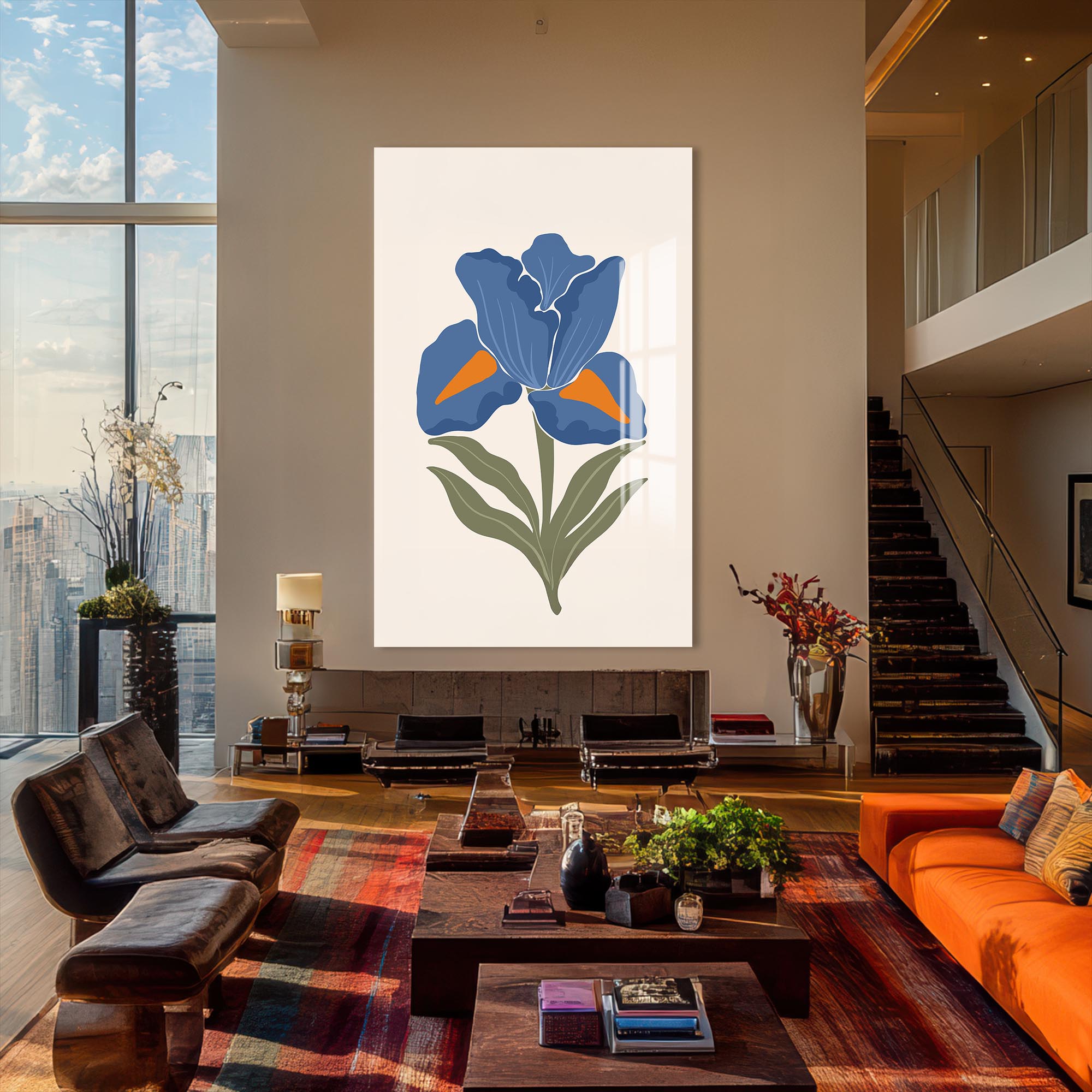 Blue Iris Calm– Bohemian Tempered Glass Wall Art