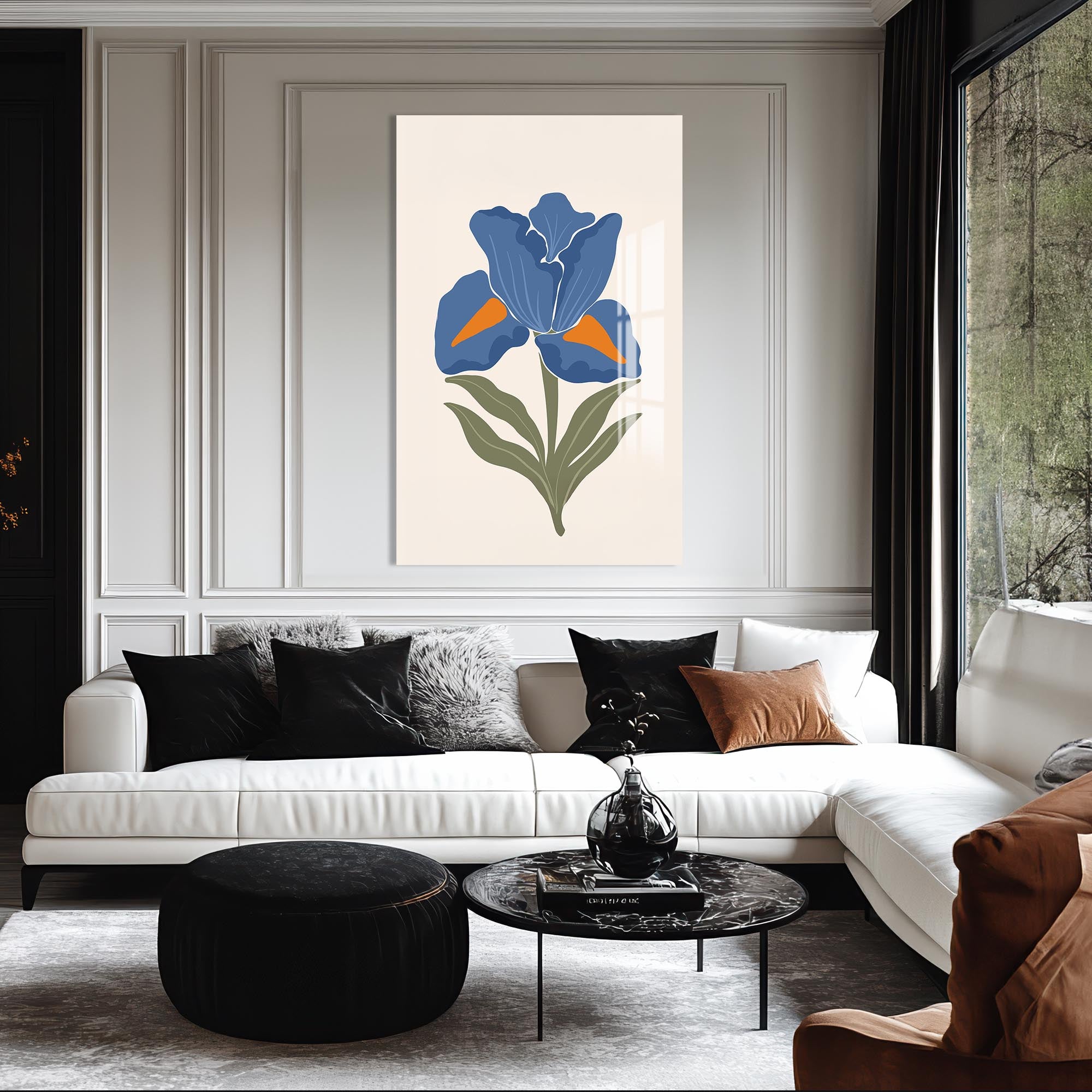 Blue Iris Calm– Bohemian Tempered Glass Wall Art