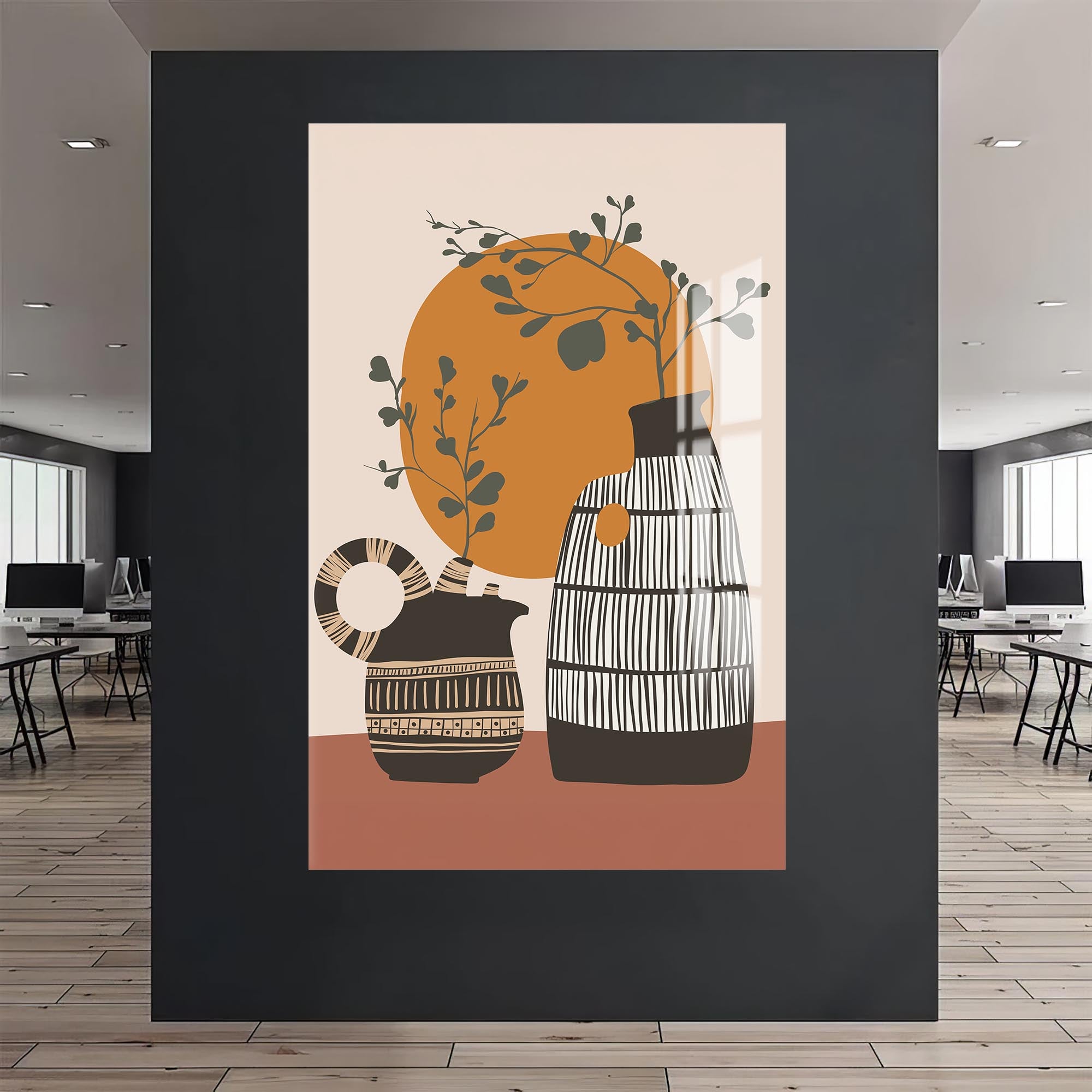 Sunlit Vessels– Bohemian Tempered Glass Wall Art