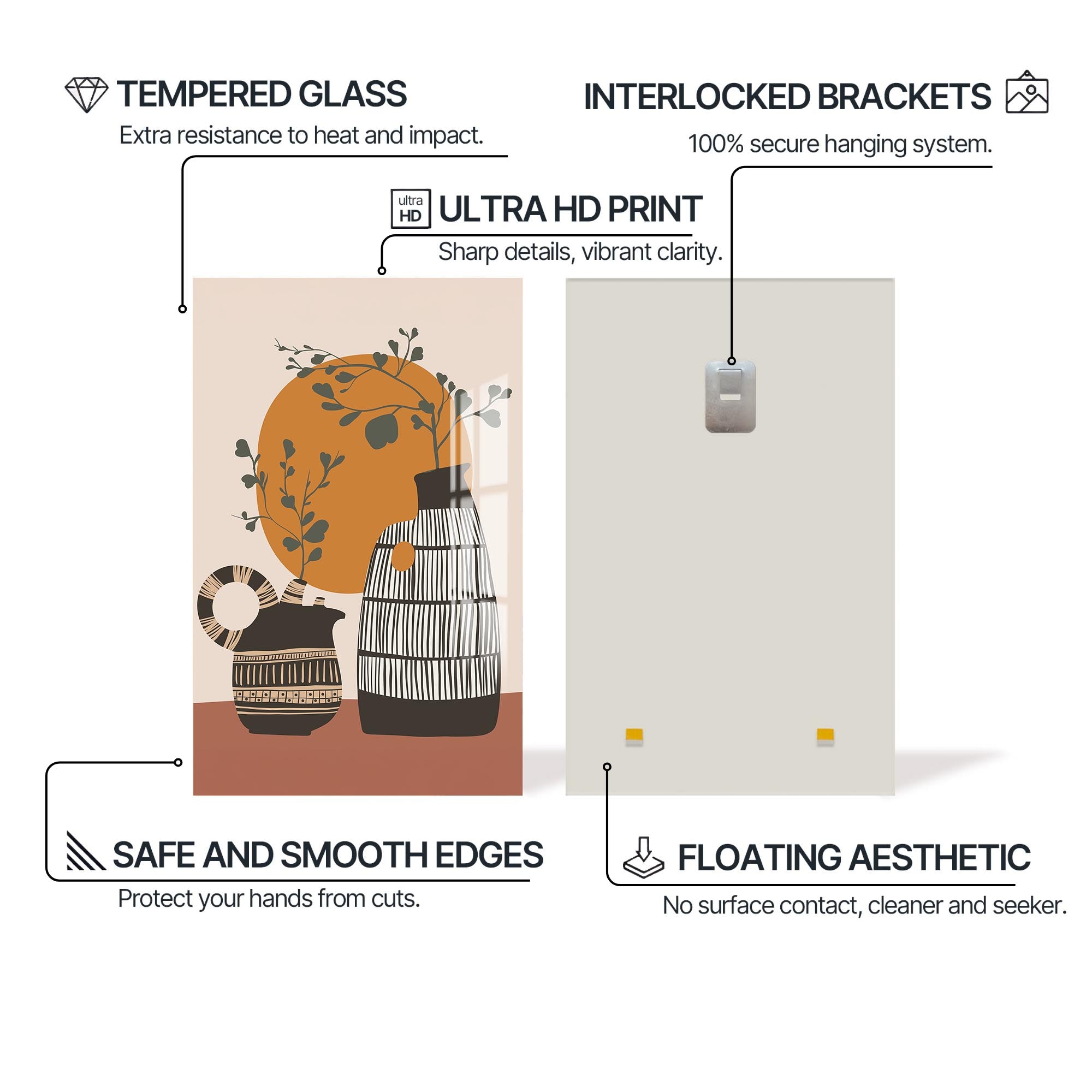 Sunlit Vessels– Bohemian Tempered Glass Wall Art