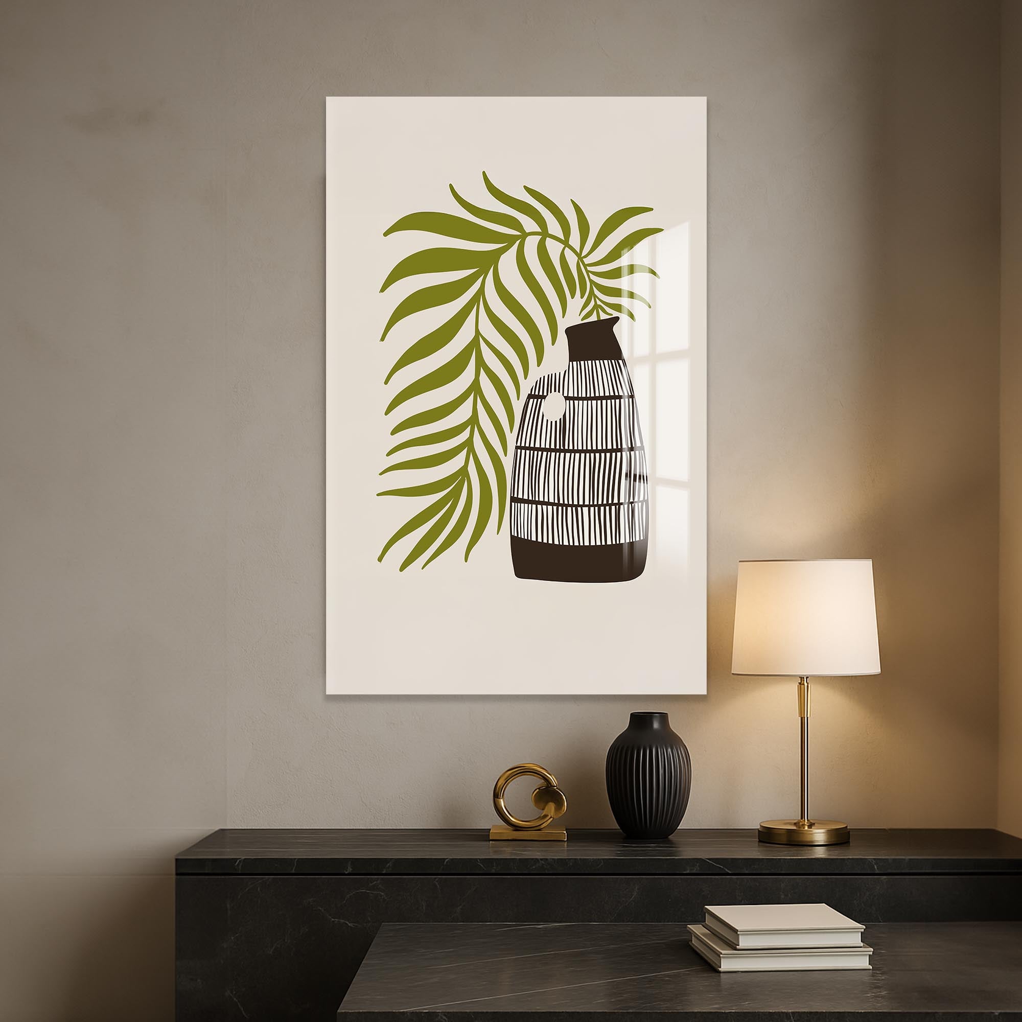Palm Vessel– Bohemian Tempered Glass Wall Art