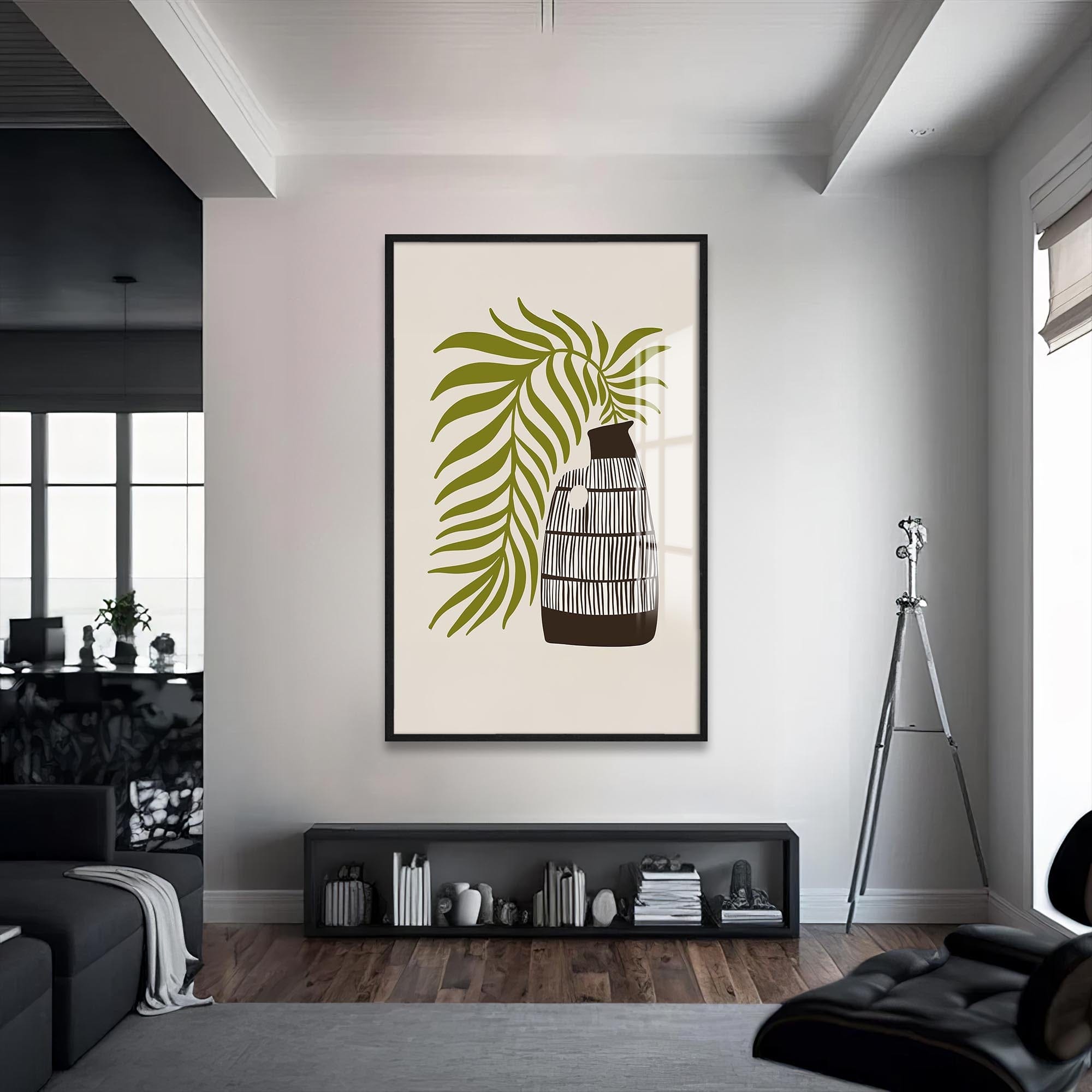 Artronauts Glass Print S | 72x46 cm | 28.3"x18.1" / Black Palm Vessel– Bohemian Tempered Glass Wall Art